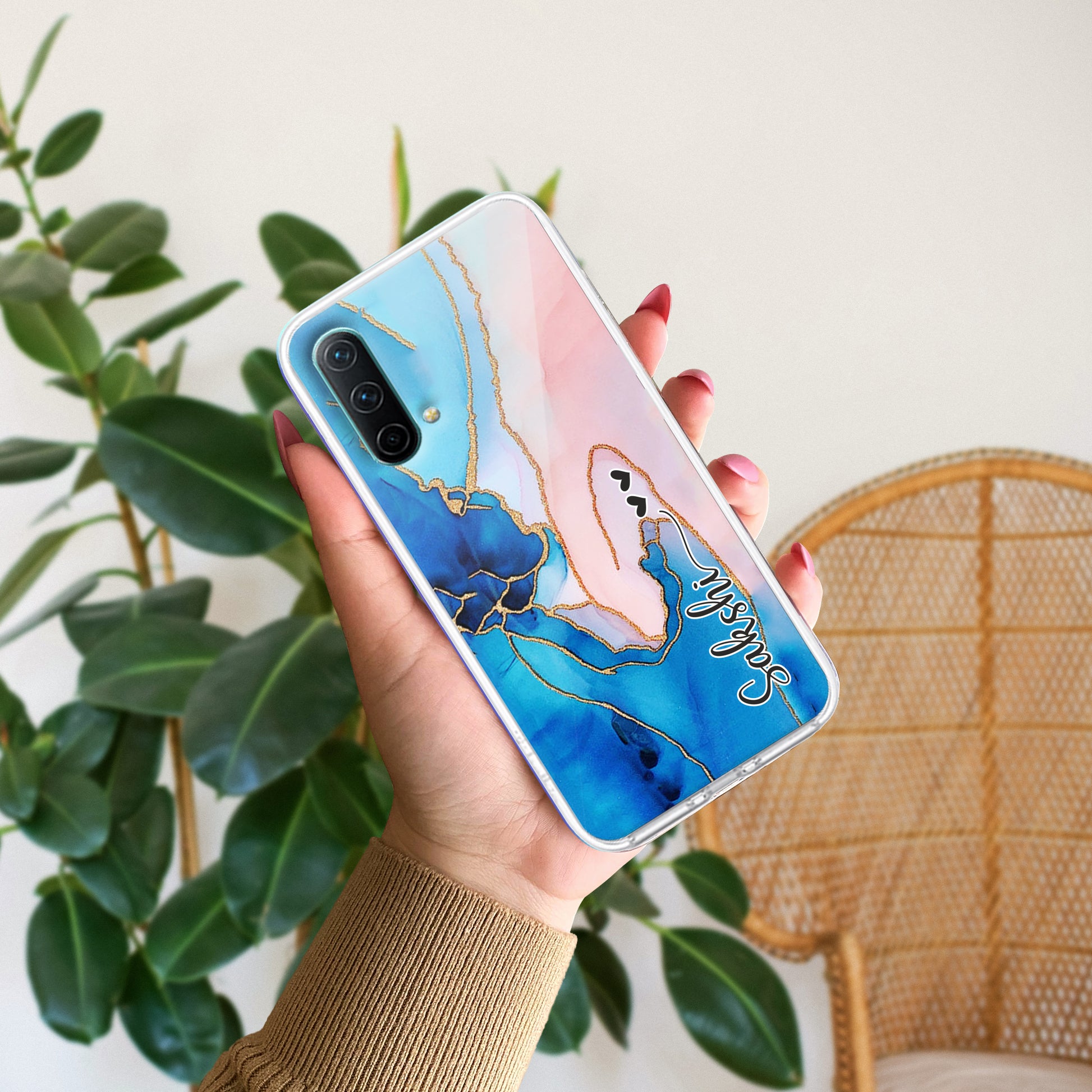 Blue Gradient Marble Customize Transparent Silicon Case For OnePlus ShopOnCliQ