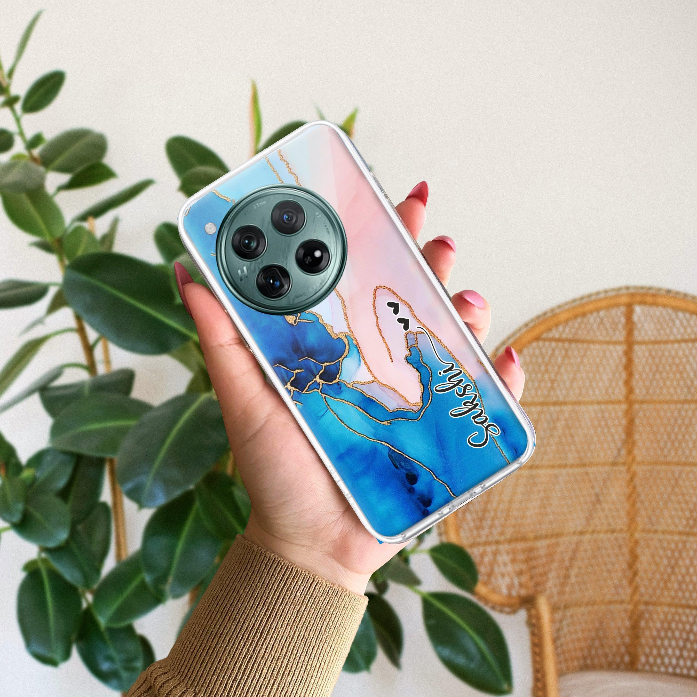 Blue Gradient Marble Customize Transparent Silicon Case For OnePlus - ShopOnCliQ