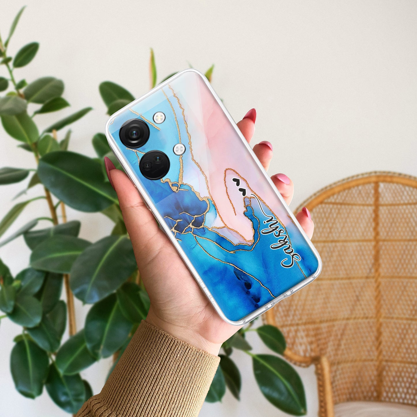 Blue Gradient Marble Customize Transparent Silicon Case For OnePlus ShopOnCliQ