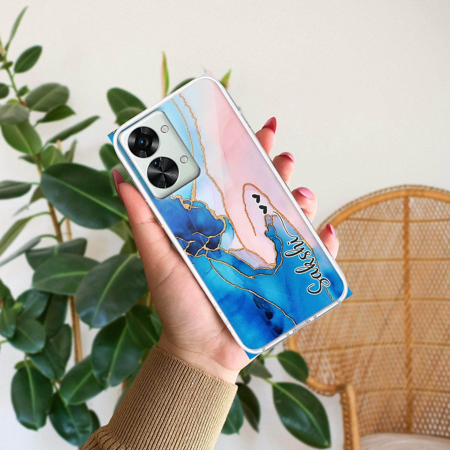 Blue Gradient Marble Customize Transparent Silicon Case For OnePlus ShopOnCliQ