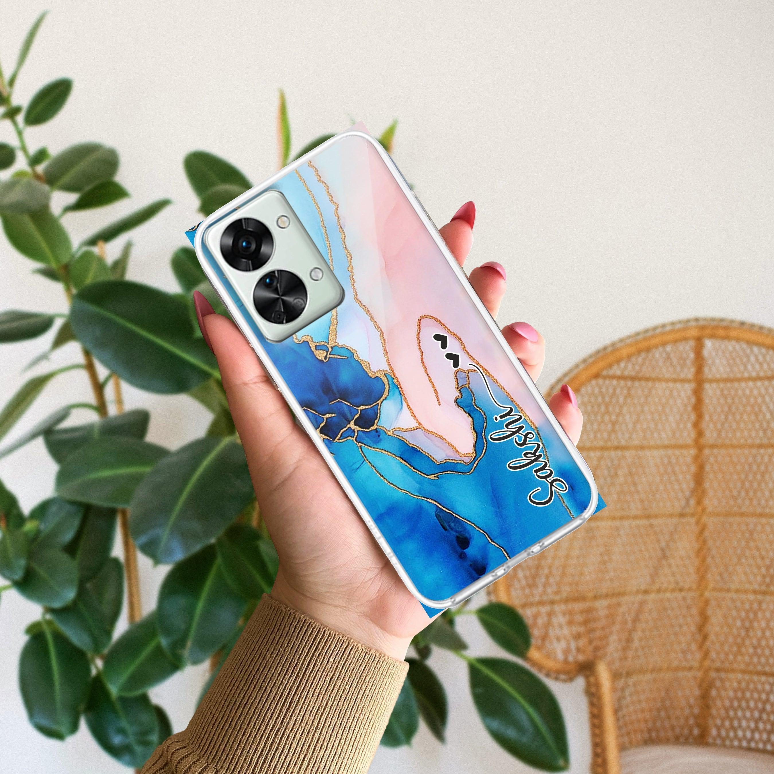 Blue Gradient Marble Customize Transparent Silicon Case For OnePlus - ShopOnCliQ