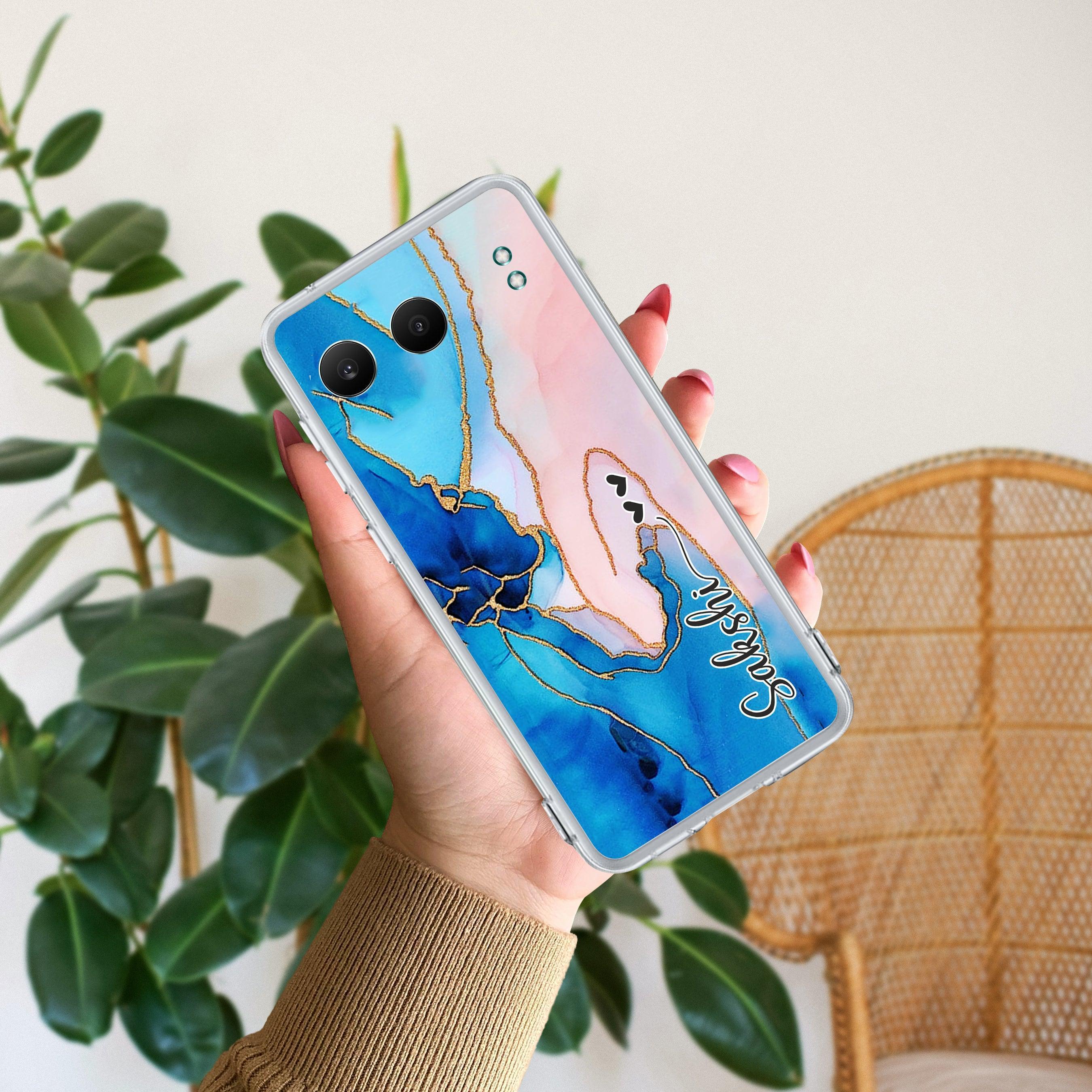Blue Gradient Marble Customize Transparent Silicon Case For OnePlus Nord 4 5G