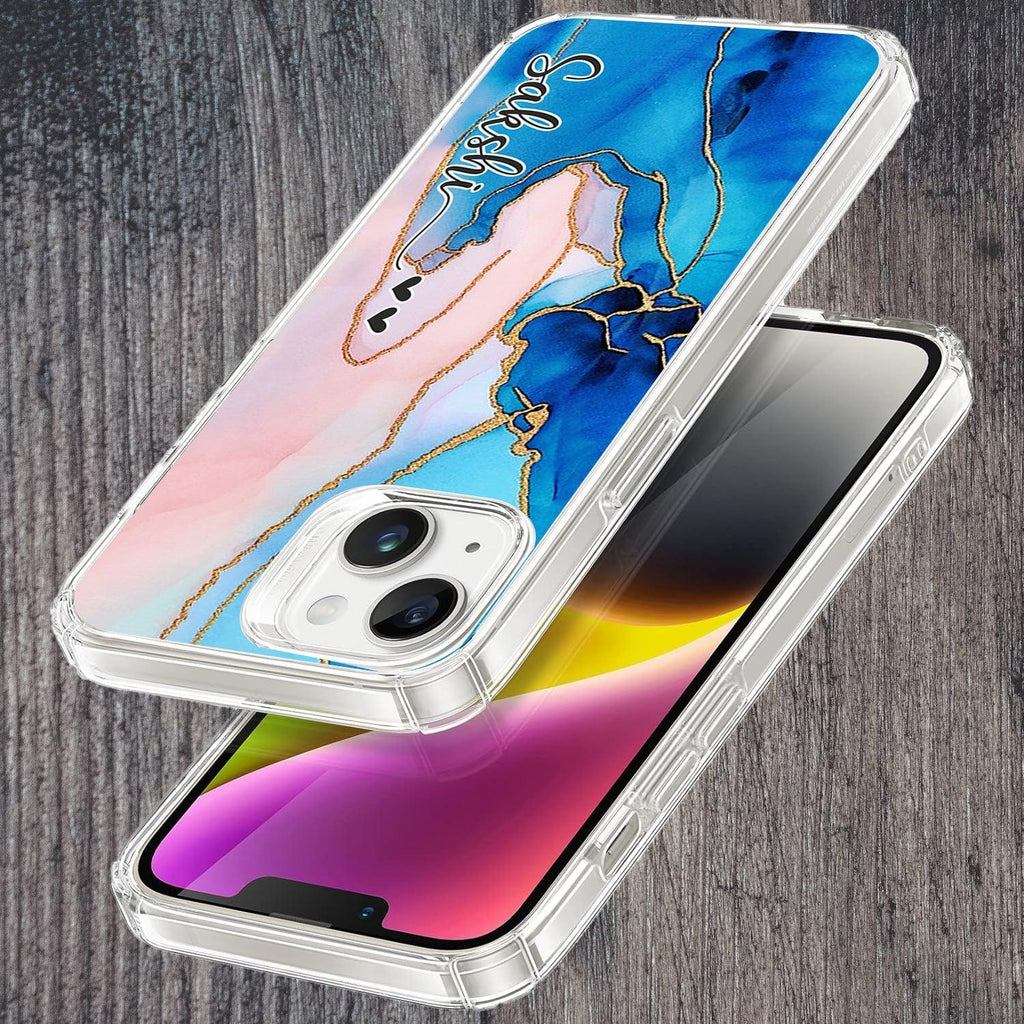 Blue Gradient Marble Customize Transparent Silicon Case For Oppo Reno 12 Pro 5G
