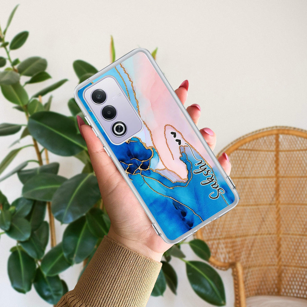 Blue Gradient Marble Customize Anti Yellow Case For Oppo A3 Pro 5G