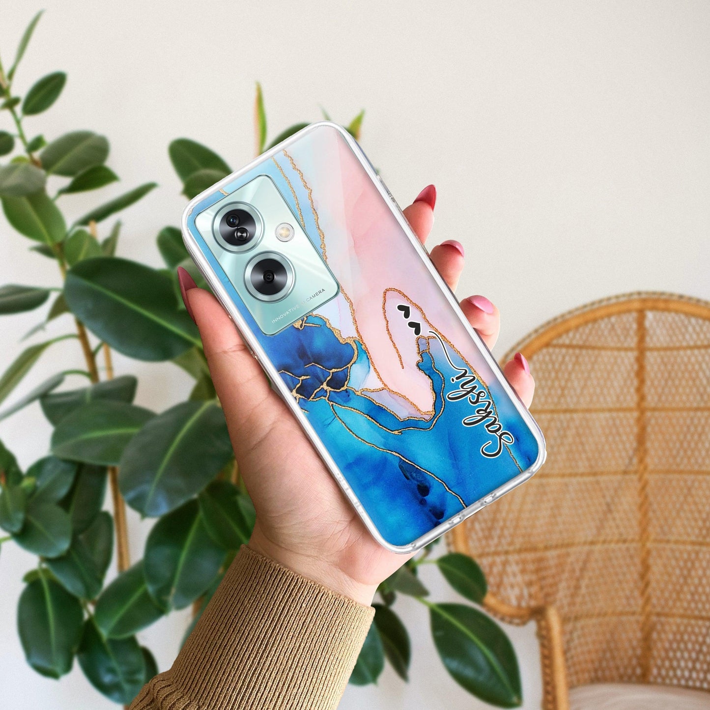 Blue Gradient Marble Customize Transparent Silicon Case For Oppo