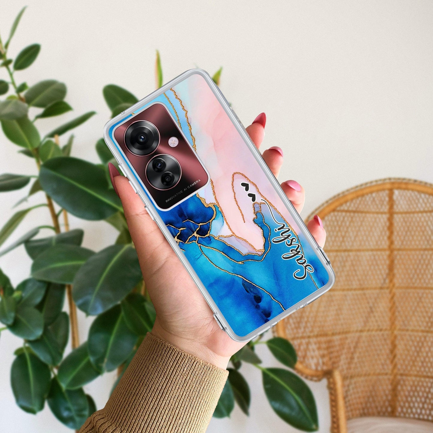Blue Gradient Marble Customize Transparent Silicon Case For Oppo