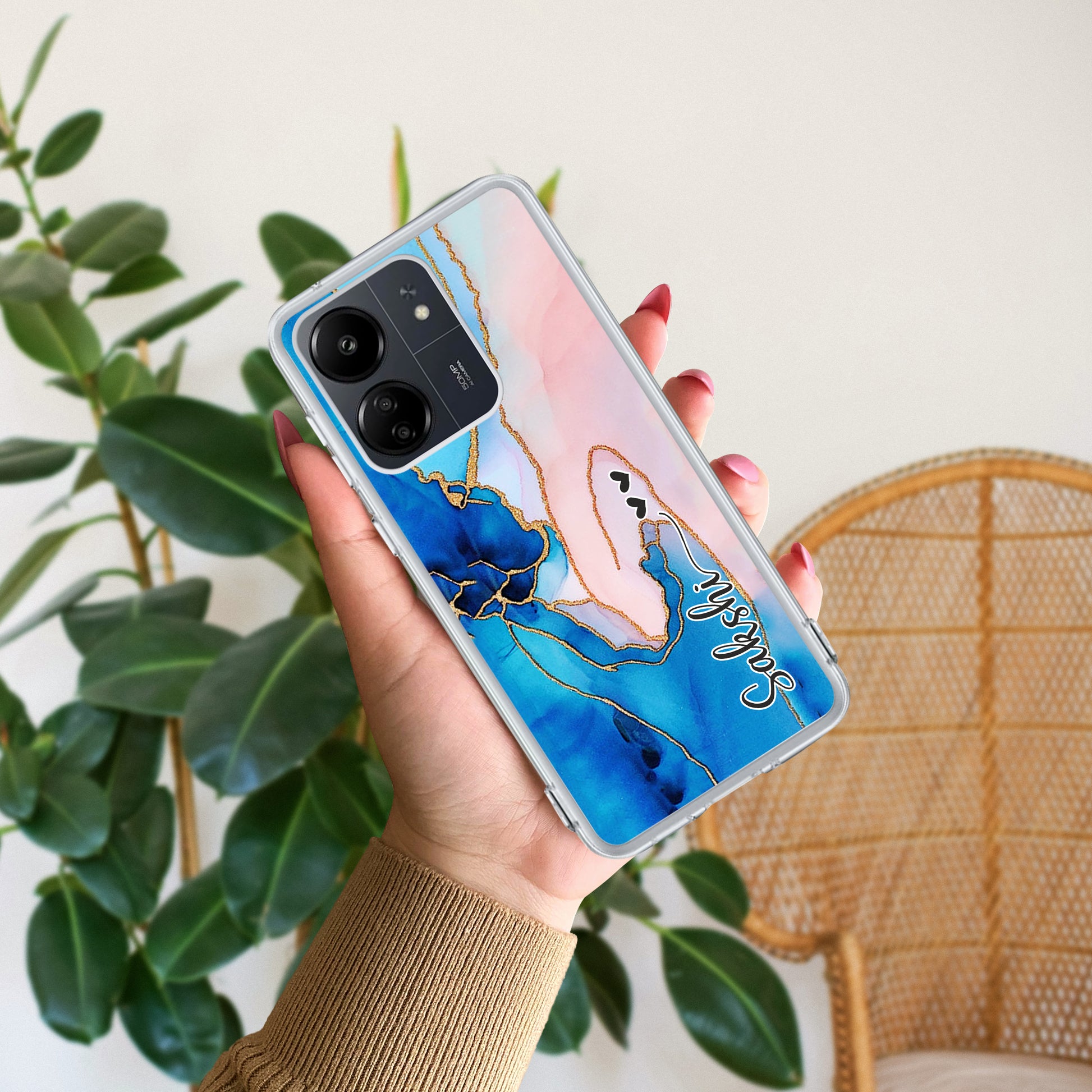 Blue Gradient Marble Customize Transparent Silicon Case For Redmi/Xiaomi ShopOnCliQ