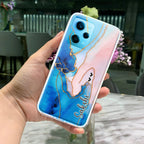 Blue Gradient Marble Customize Transparent Silicon Case For Redmi Note 14 Pro 5G