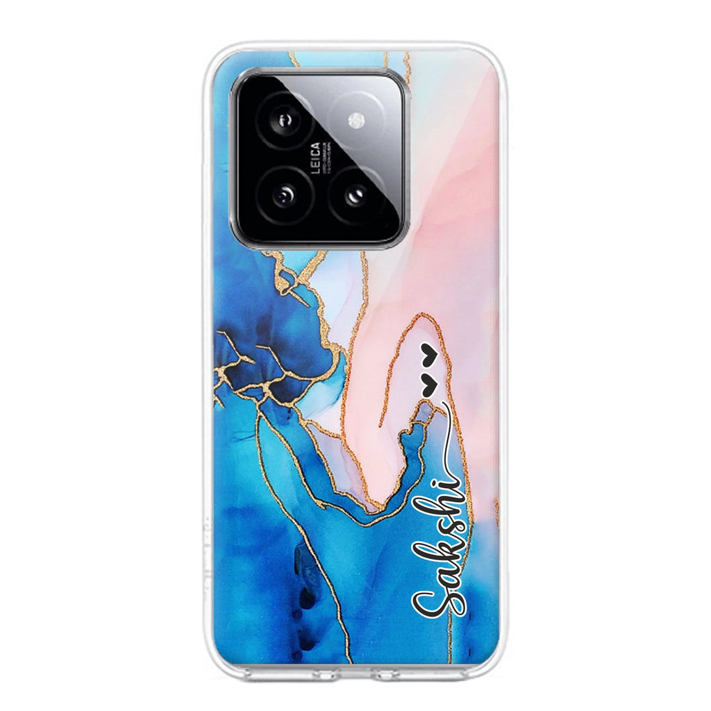 Blue Gradient Marble Customize Transparent Silicon Case For Redmi Note 11
