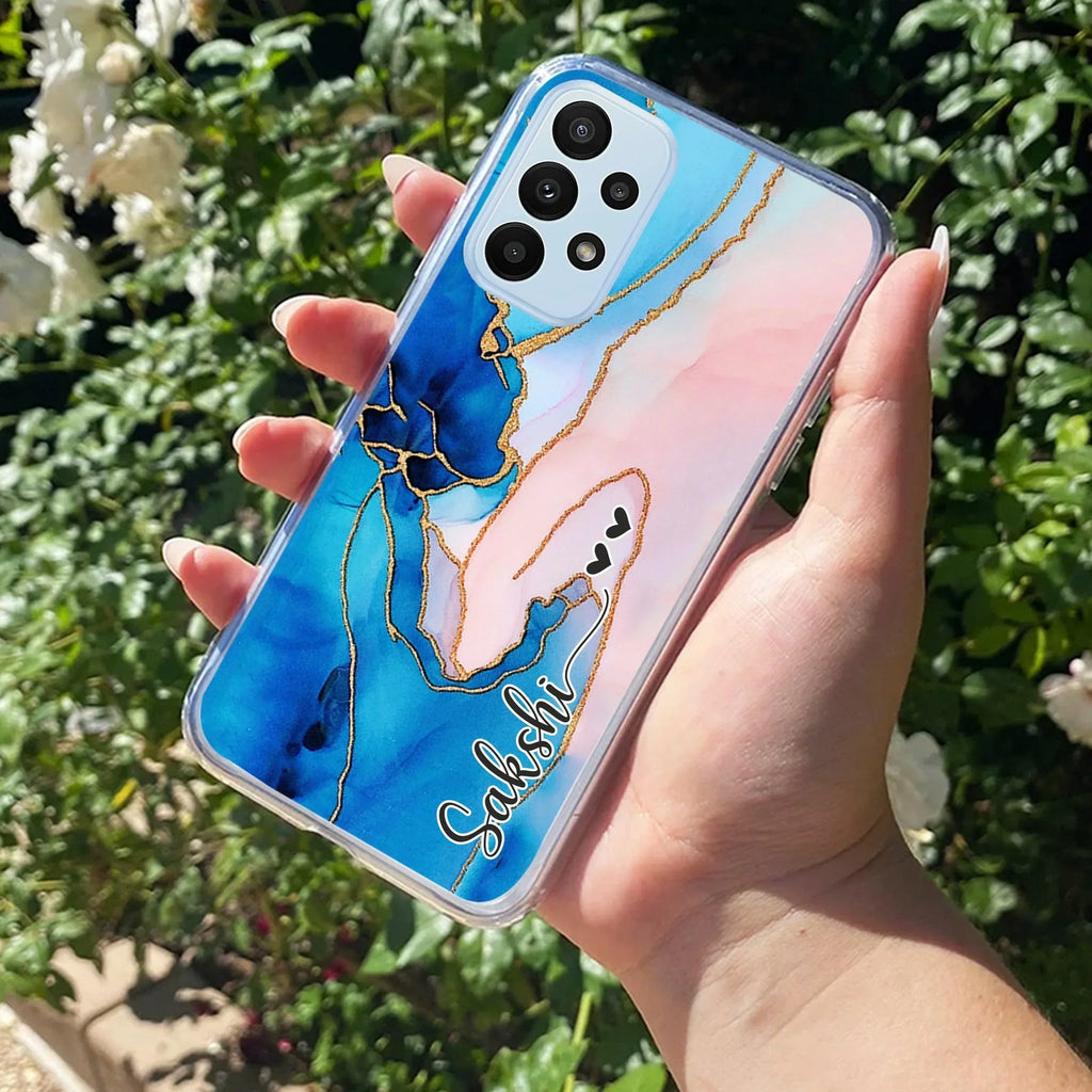 Blue Gradient Marble Customize Anti Yellow Case For Samsung Galaxy A52 / Samsung Galaxy A52s
