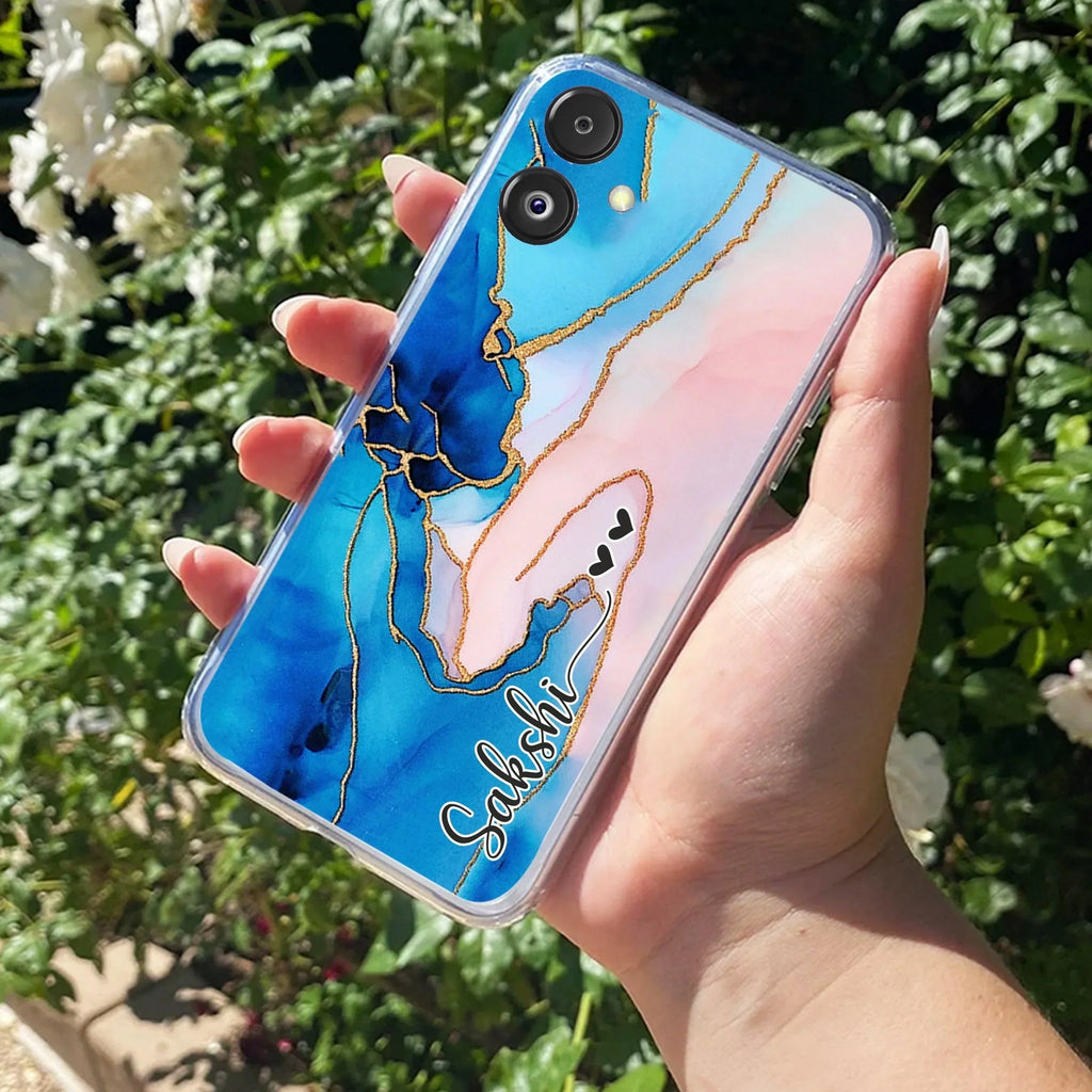 Blue Gradient Marble Customize Anti Yellow Case For Samsung Galaxy M06 5G
