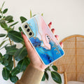 Blue Gradient Marble Customize Transparent Silicon Case For Samsung Galaxy S21 Plus