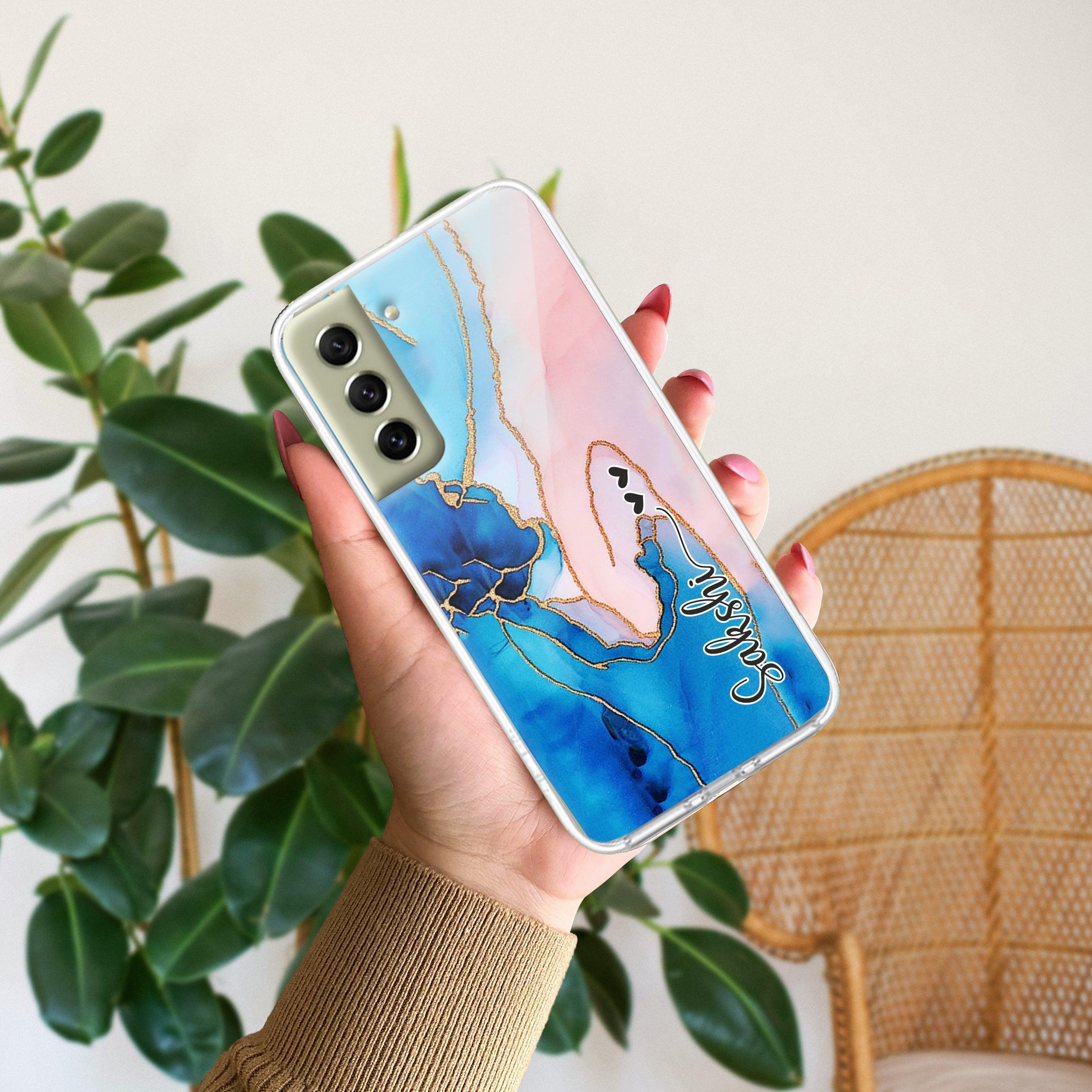 Blue Gradient Marble Customize Transparent Silicon Case For Samsung - ShopOnCliQ