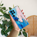 Blue Gradient Marble Customize Transparent Silicon Case For Samsung Galaxy S24 Ultra 5G