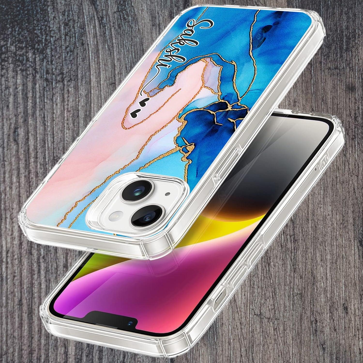 Blue Gradient Marble Customize Transparent Silicon Case For Vivo - ShopOnCliQ