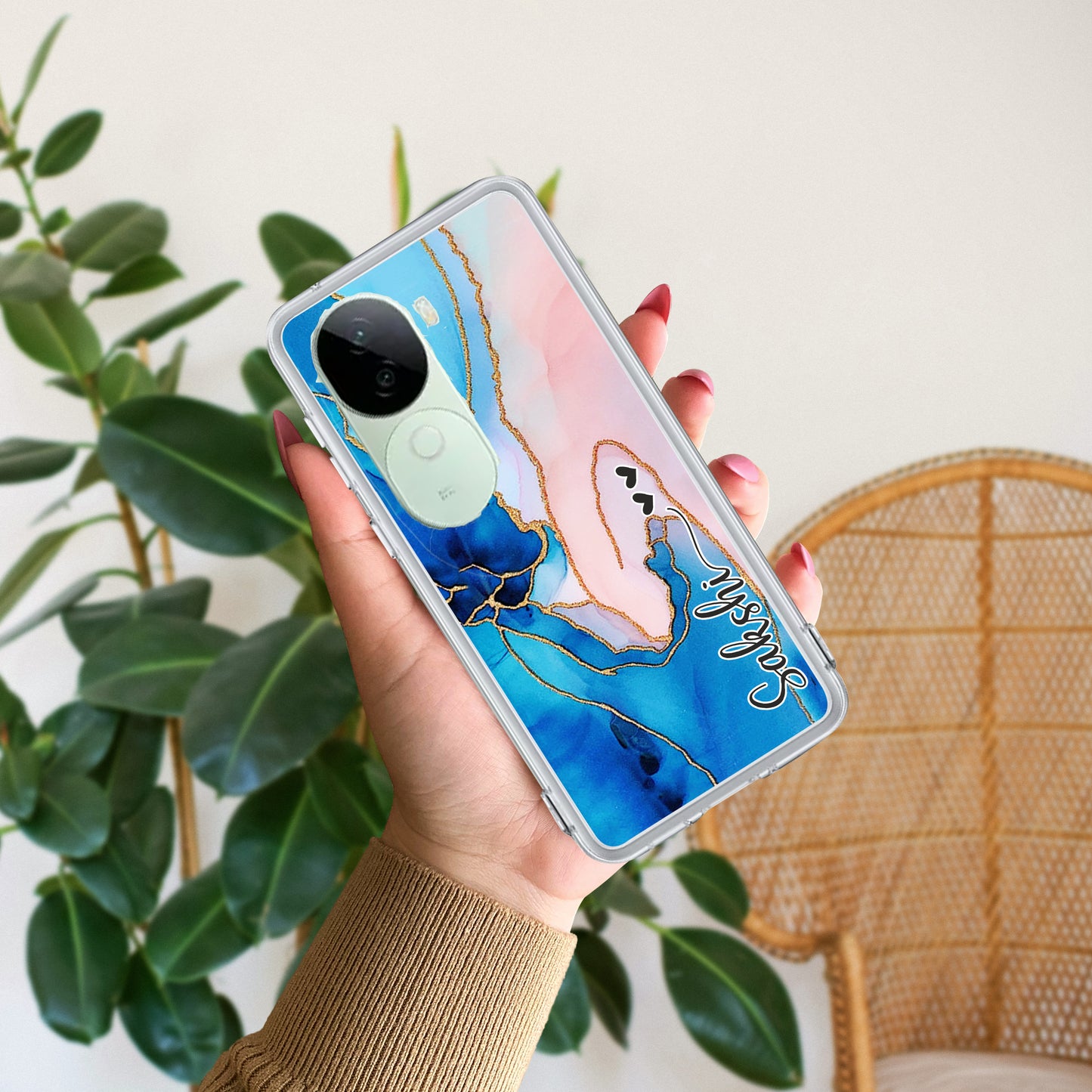 Blue Gradient Marble Customize Transparent Silicon Case For Vivo ShopOnCliQ