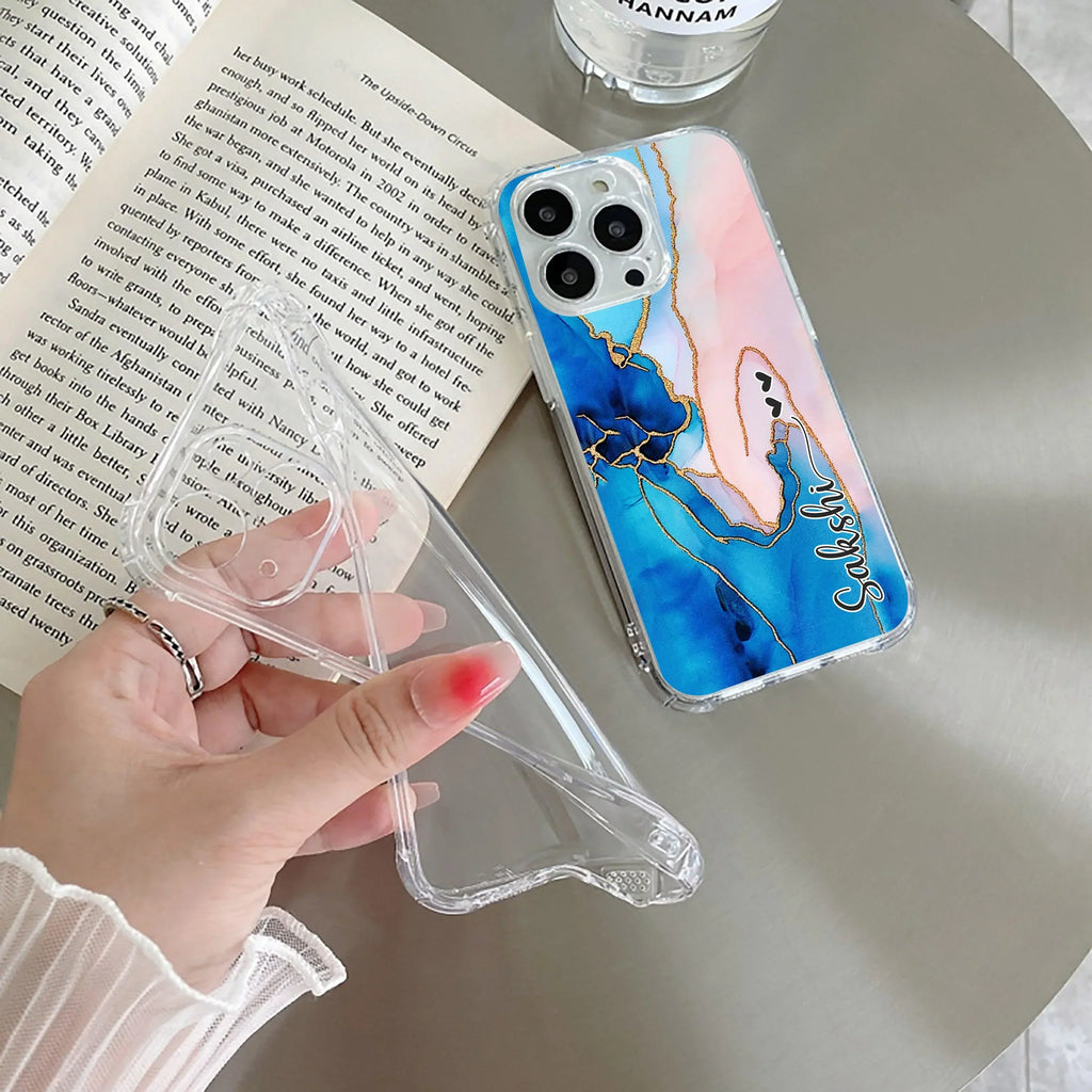Blue Gradient Marble Customize Transparent Silicon Case For Google Pixel 10