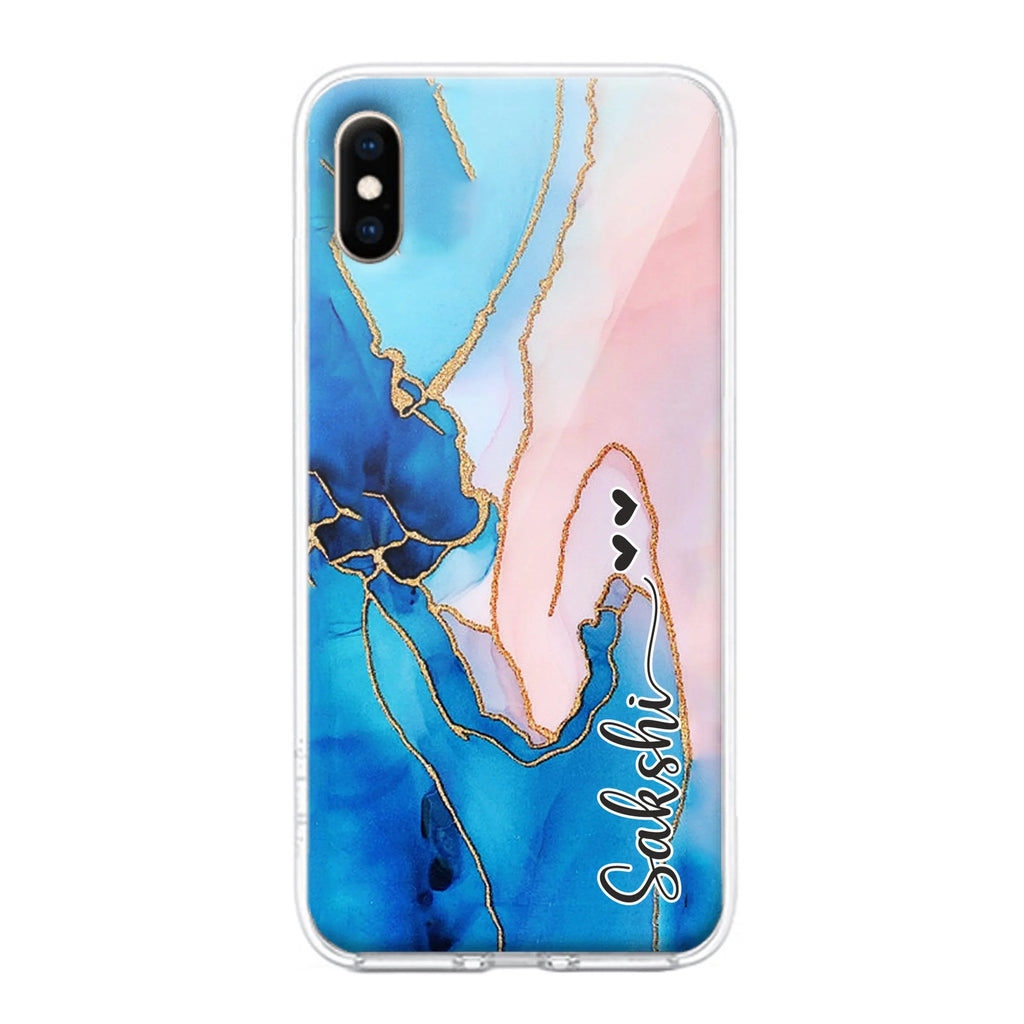 Blue Gradient Marble Customize Transparent Silicon Case For iPhone 12 Pro Max