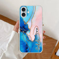 Blue Gradient Marble Customize Transparent Silicon Case For iPhone 16