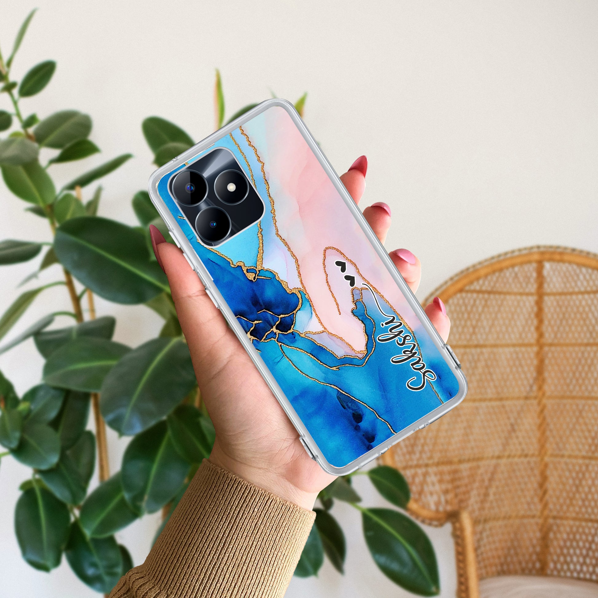 Blue Gradient Marble Customize Transparent Silicon Case Realme/Narzo - ShopOnCliQ