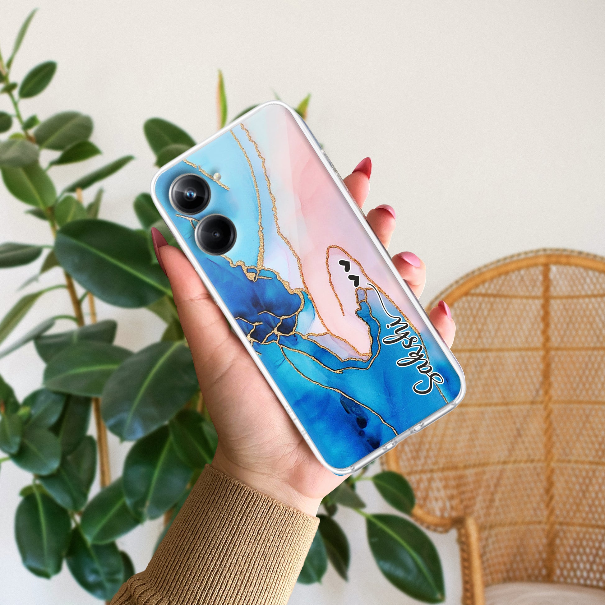 Blue Gradient Marble Customize Transparent Silicon Case Realme/Narzo - ShopOnCliQ