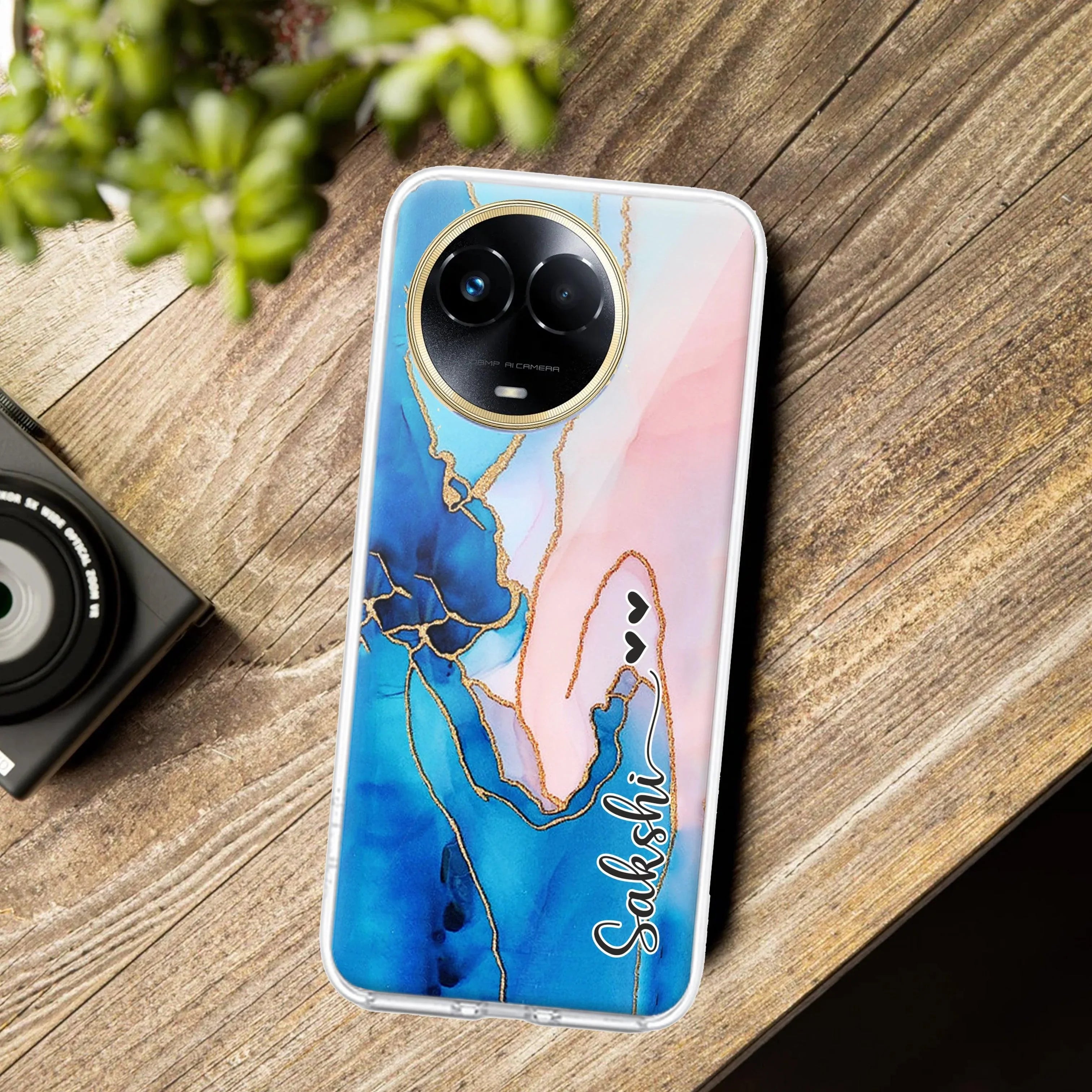 Blue Gradient Marble Customize Anti Yelllow Case Realme/NarzoRealme Narzo 60X /  Realme 11X