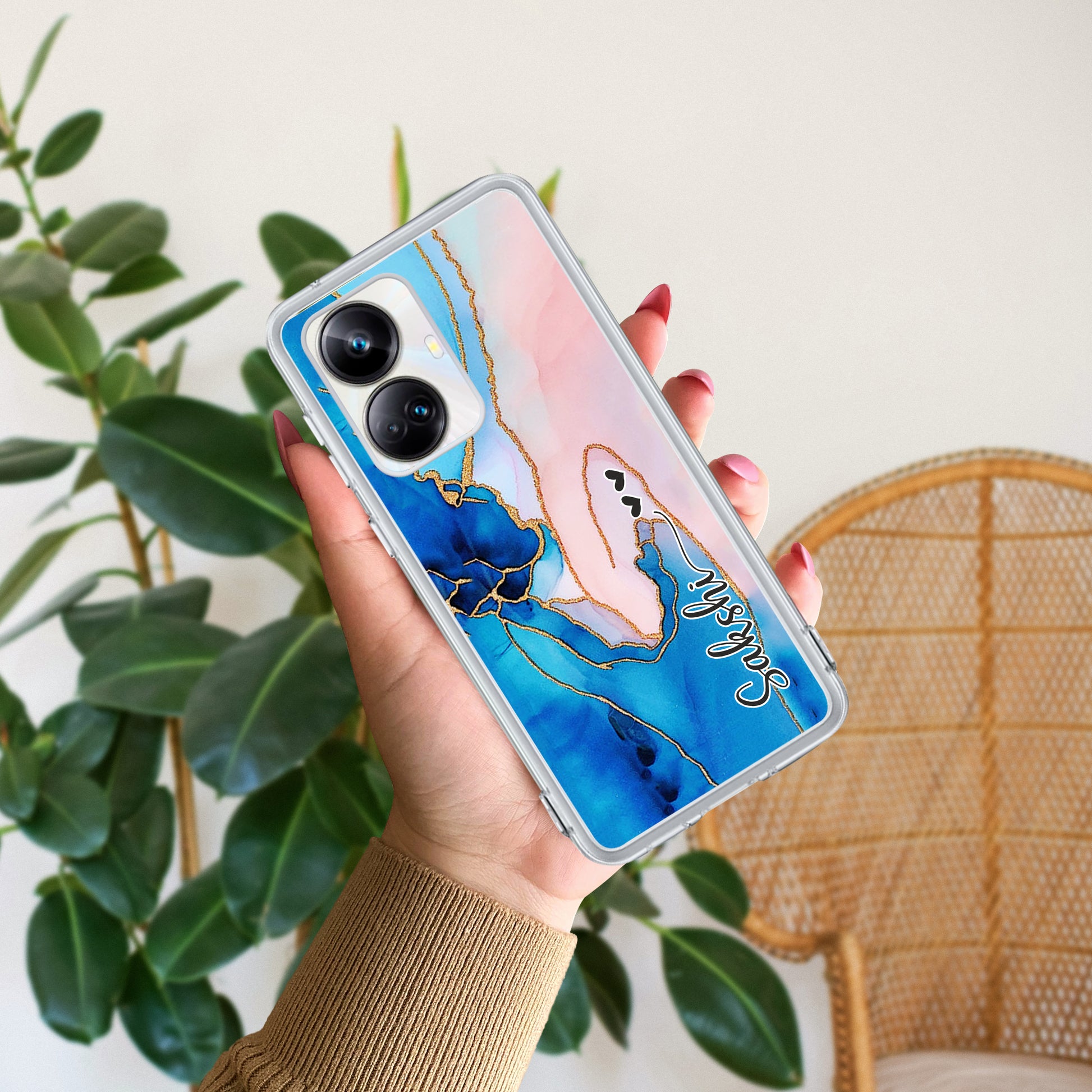 Blue Gradient Marble Customize Transparent Silicon Case Realme/Narzo - ShopOnCliQ