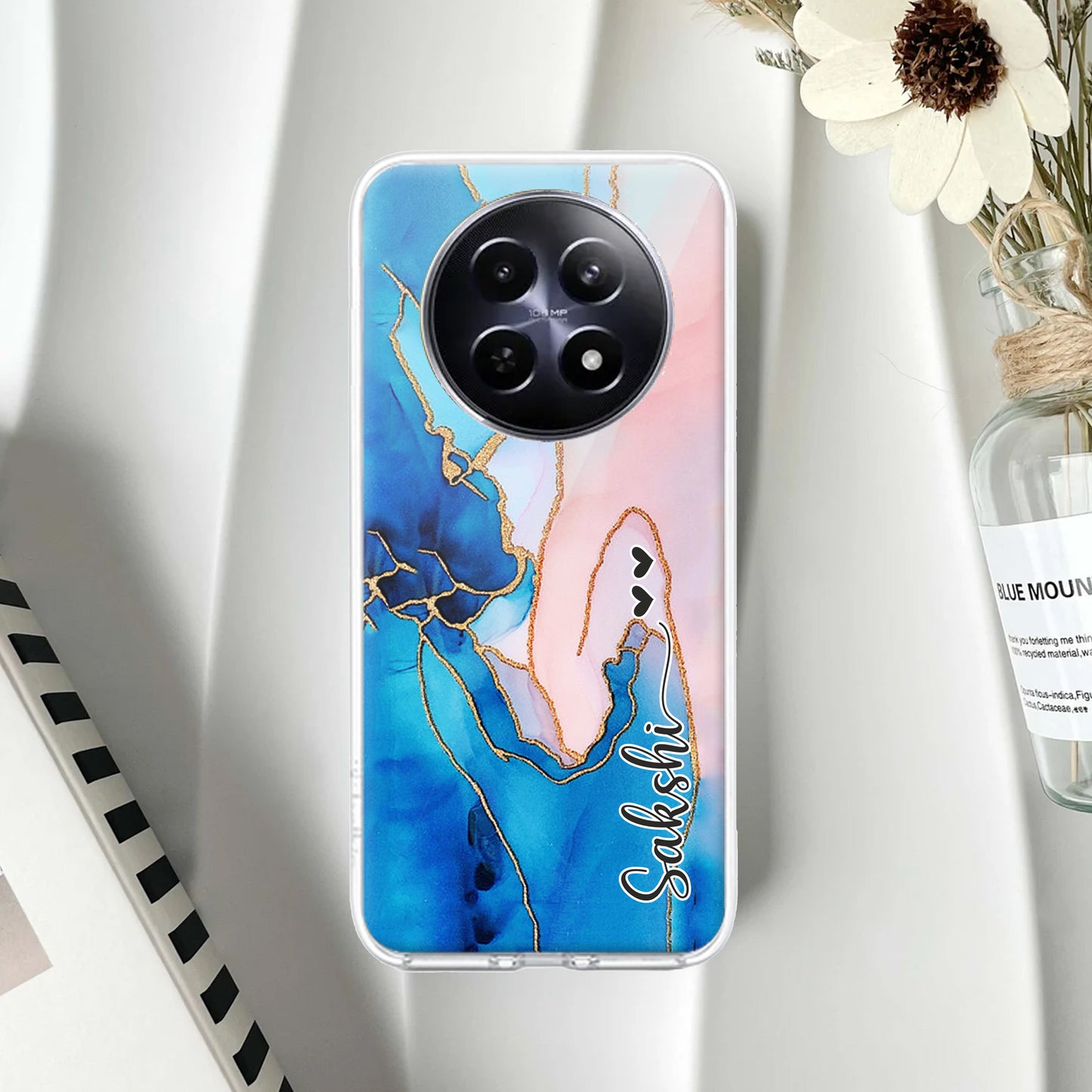 Blue Gradient Marble Customize Transparent Silicon Case Realme/Narzo - ShopOnCliQ