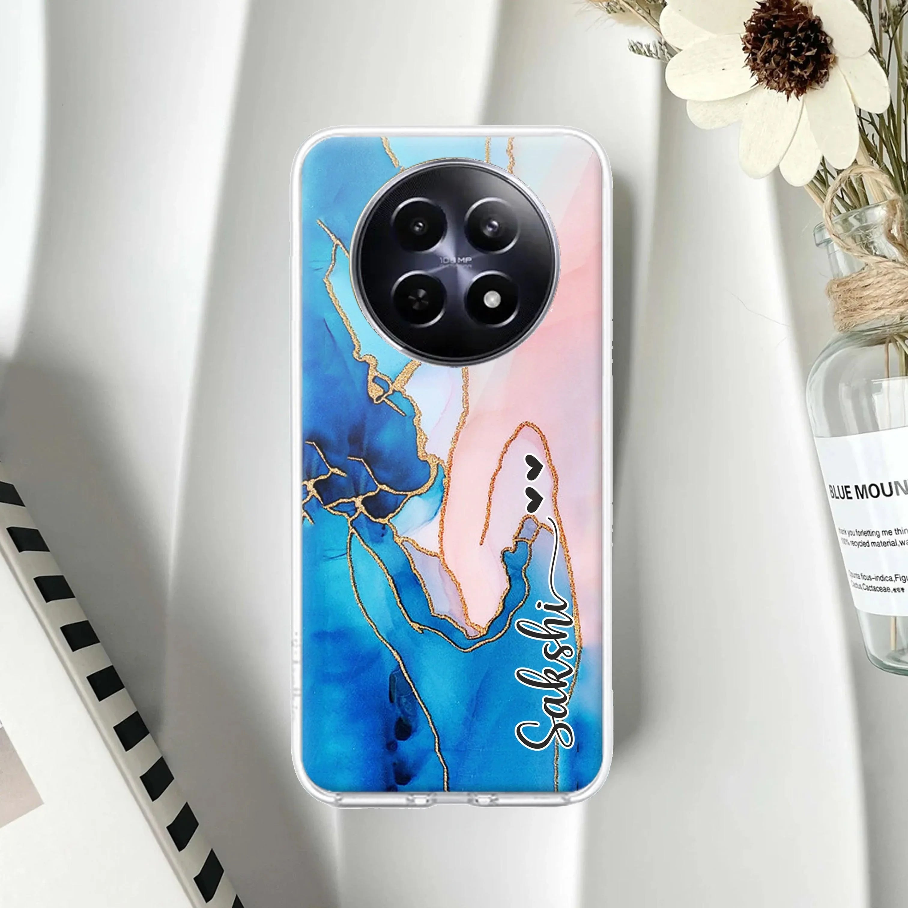 Blue Gradient Marble Customize Anti Yelllow Case Realme/NarzoRealme 14 Pro Lite 5G