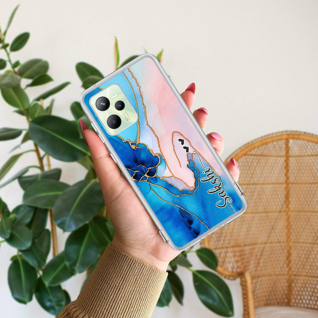 Blue Gradient Marble Customize Anti Yelllow Case Realme/NarzoRealme C35 / Realme Narzo 50A Prime