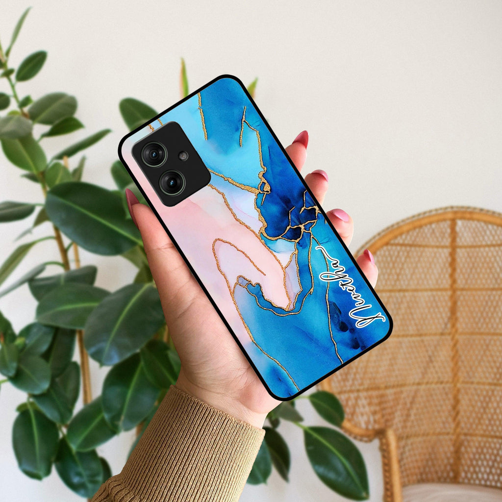 Blue Marble Glossy Metal Case Cover For Motorola - ShopOnCliQ