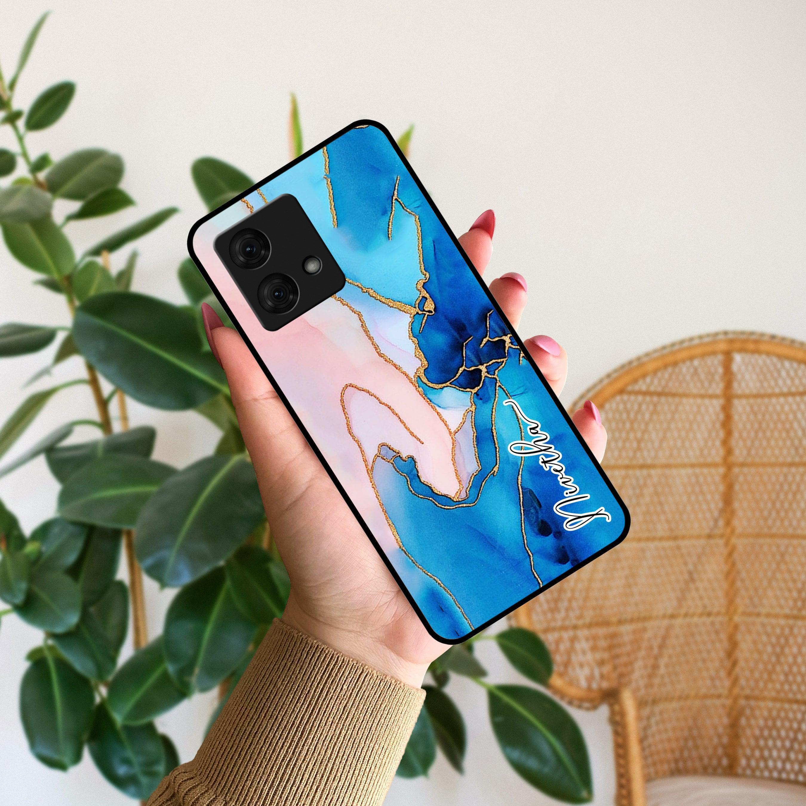 Blue Marble Glossy Metal Case Cover For Motorola - ShopOnCliQ