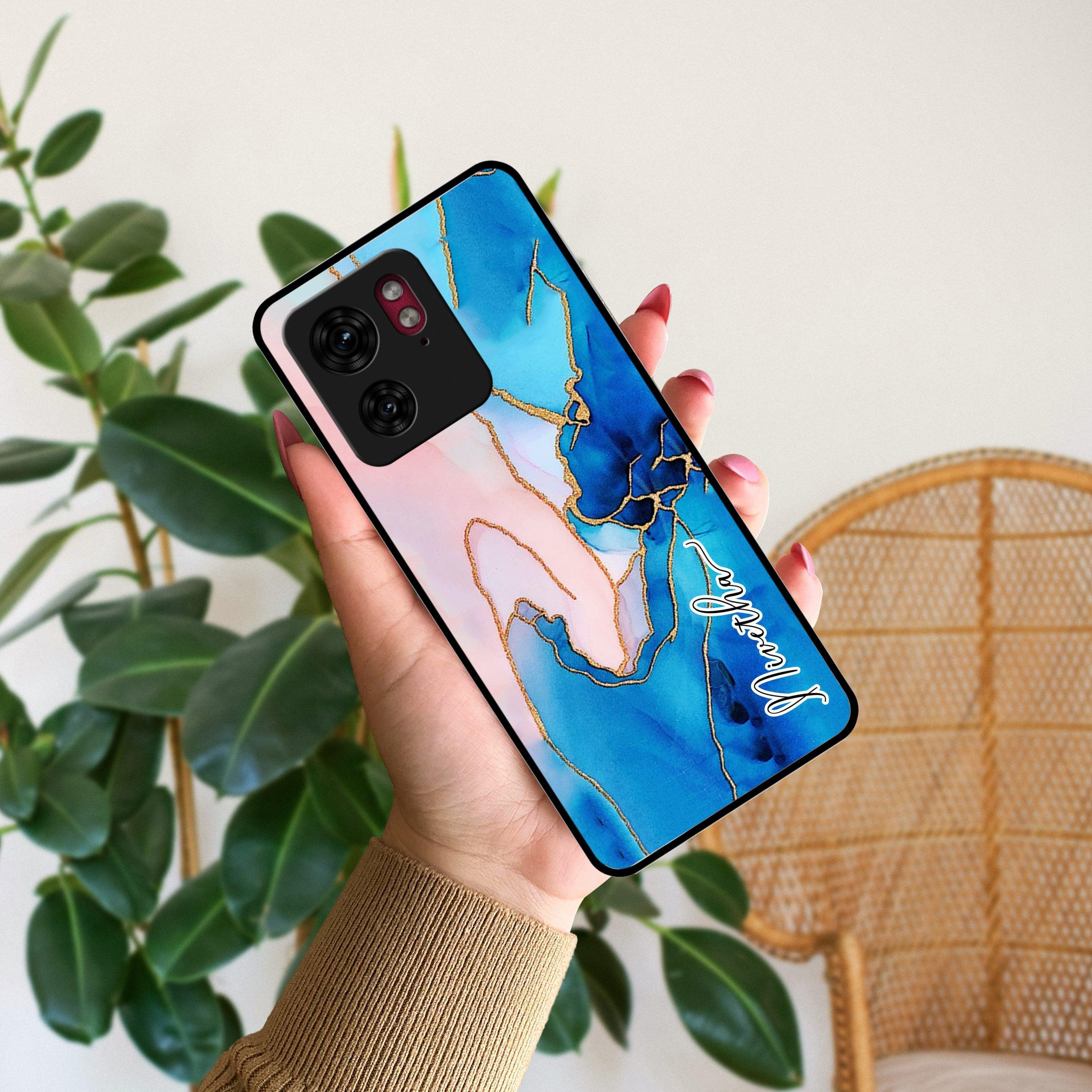 Blue Marble Glossy Metal Case Cover For Motorola - ShopOnCliQ