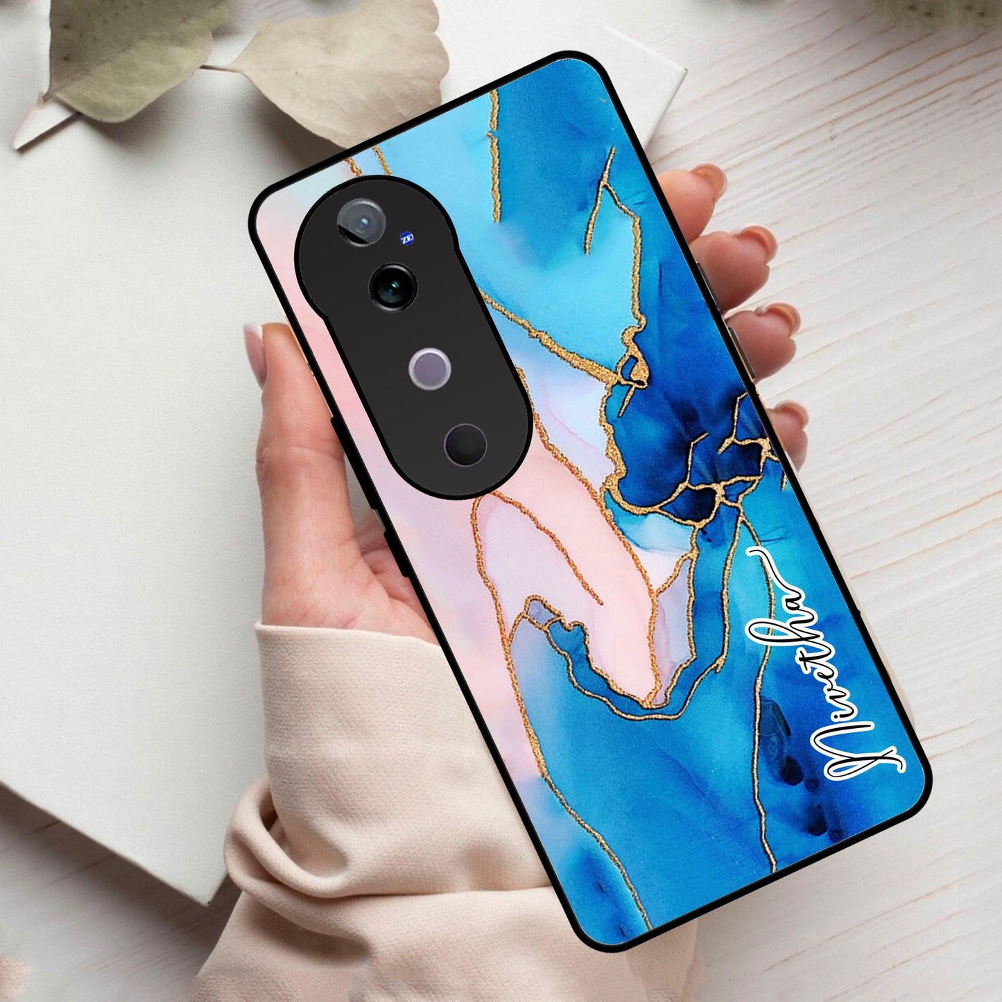 Blue Marble Glossy Metal Case Cover For Vivo