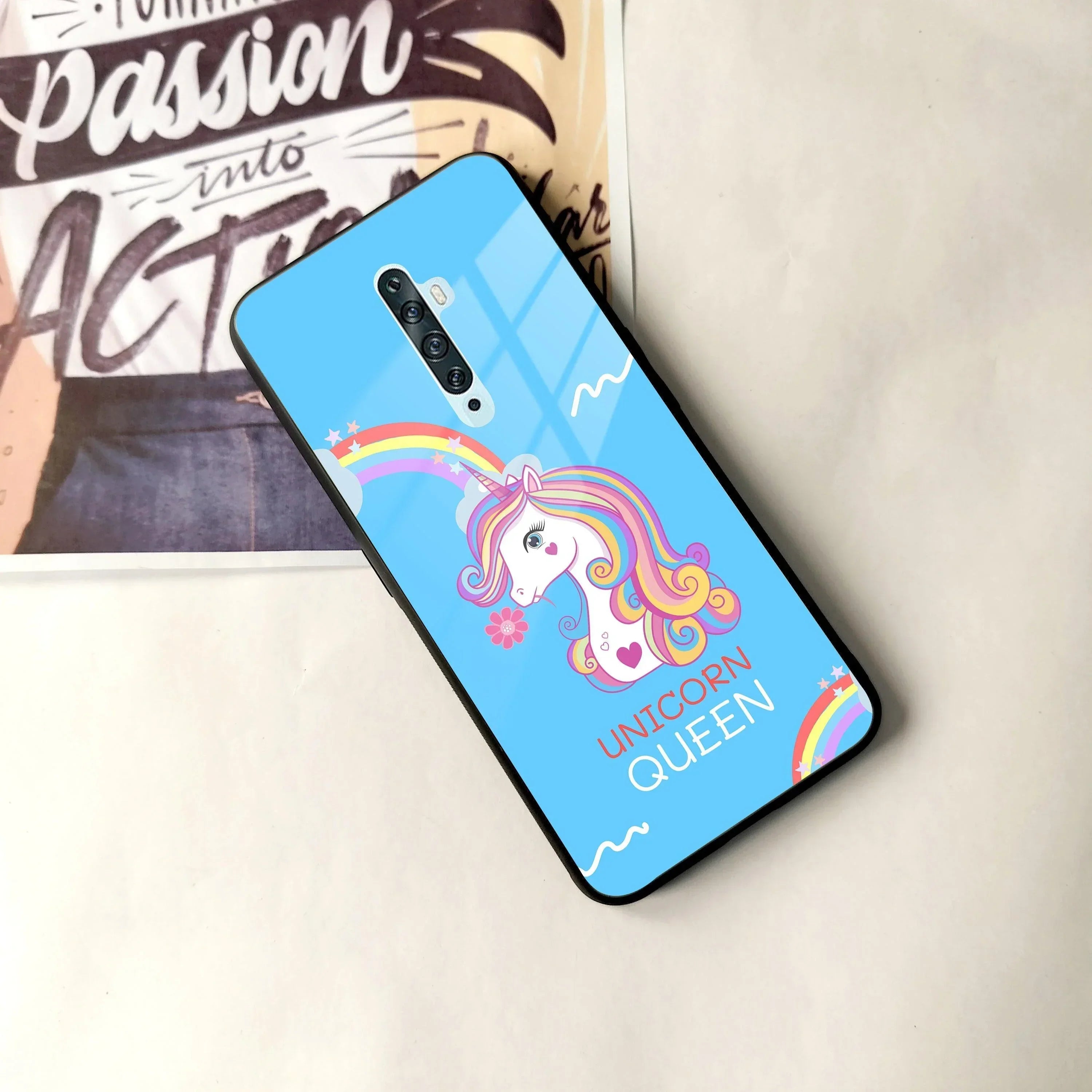 Blue Unicorn Queen Glass Phone Case For Oppo - ShopOnCliQ
