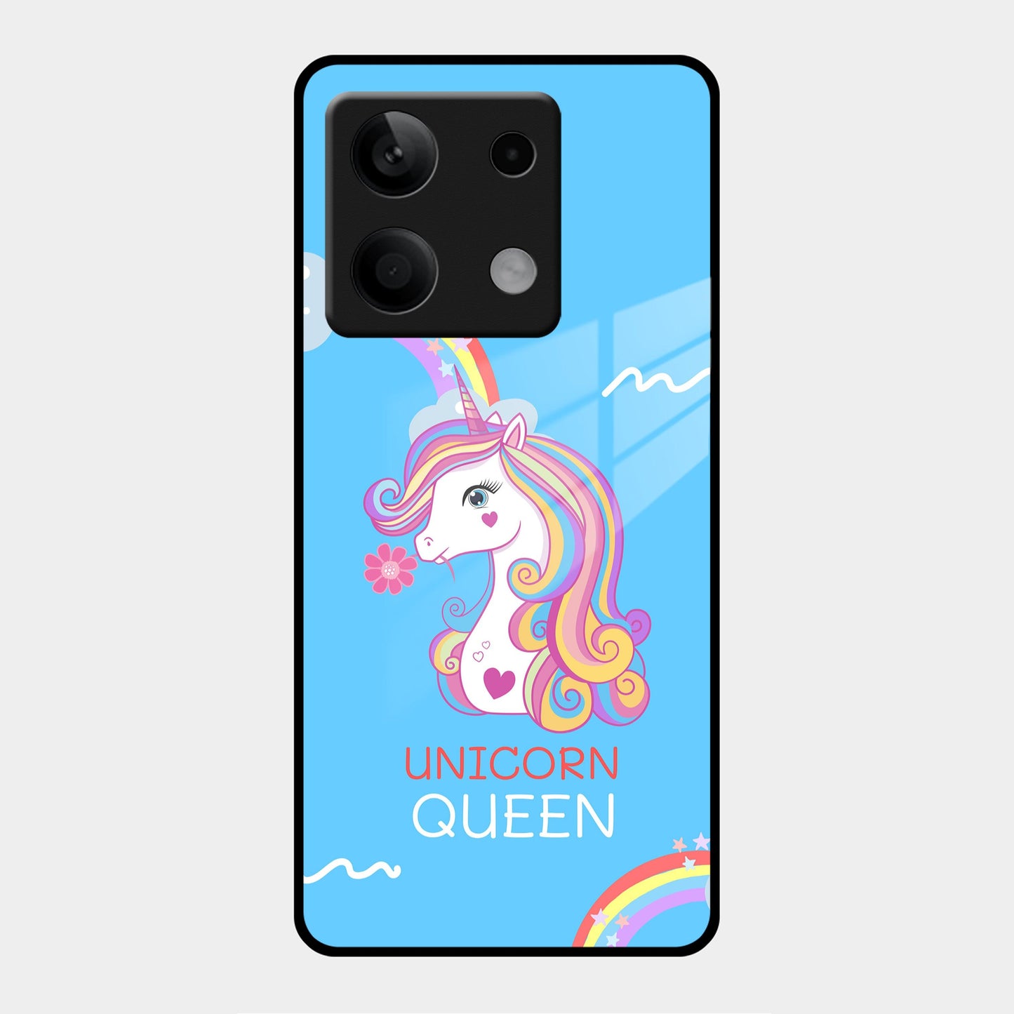 Blue Unicorn Queen Glass Phone Case For Poco