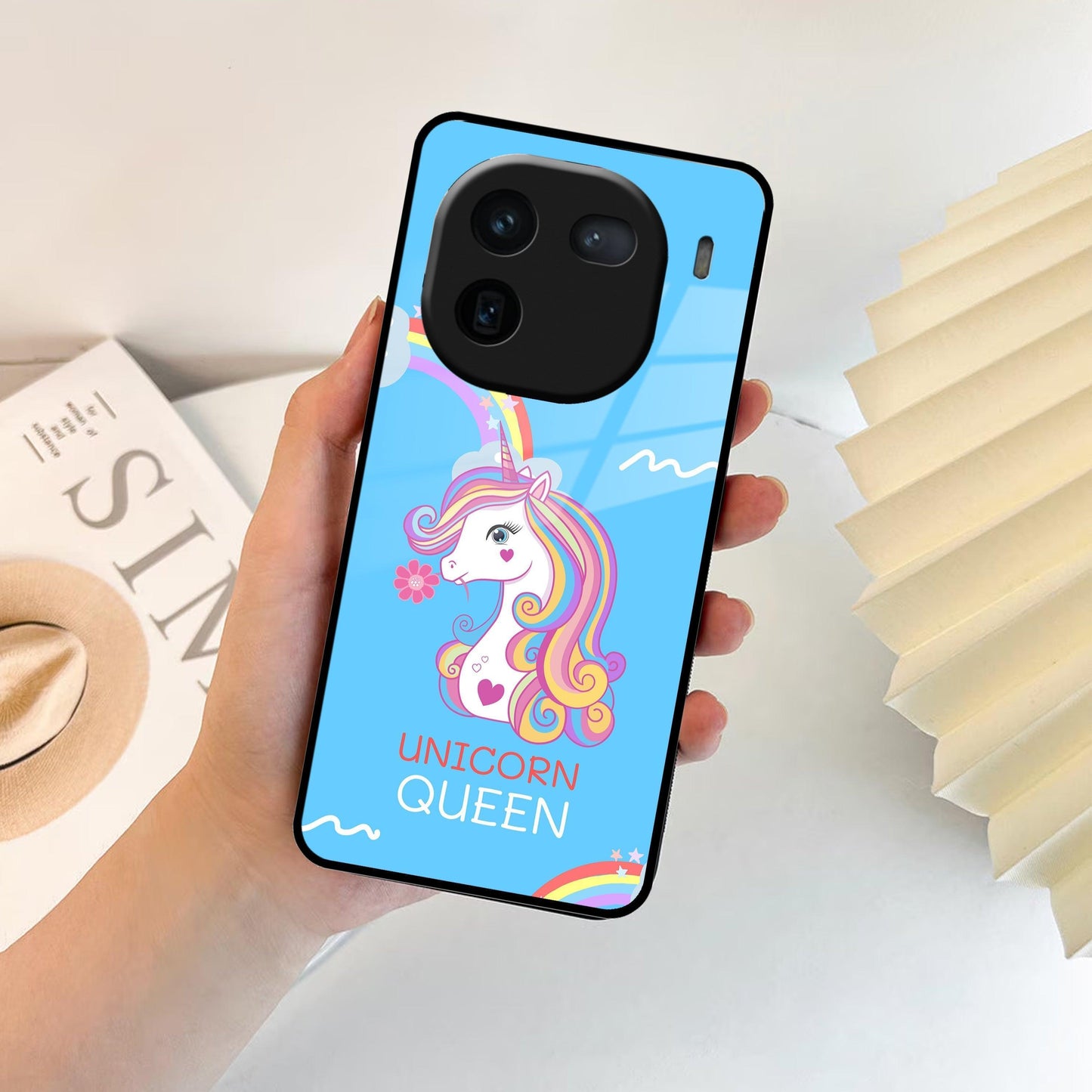 Blue Unicorn Queen Glass Phone Case For Vivo