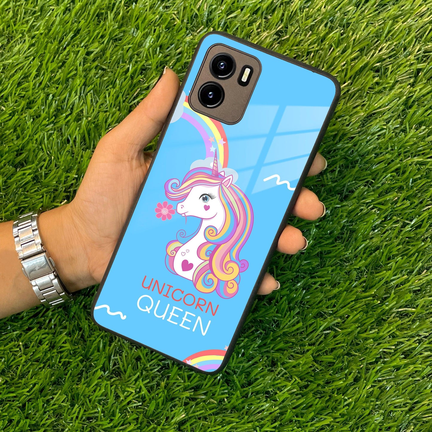 Blue Unicorn Queen Glass Phone Case For Vivo