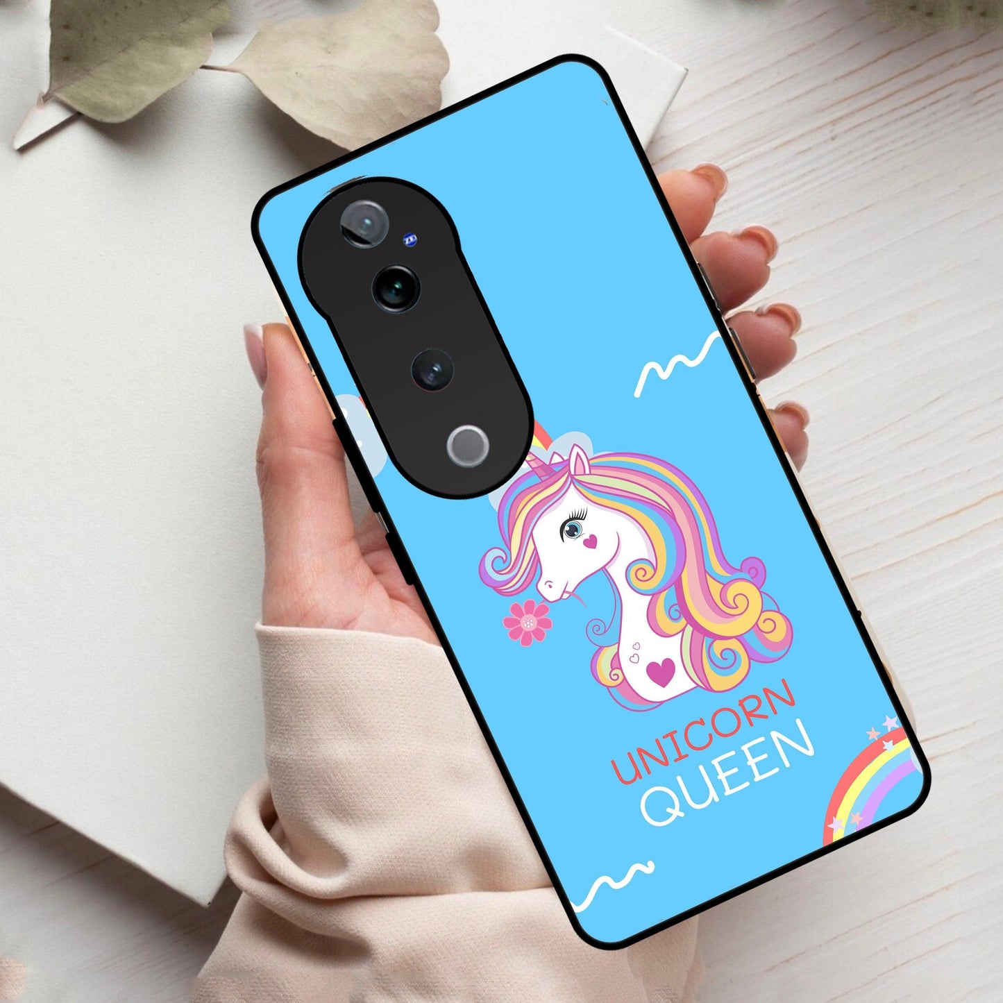 Blue Unicorn Queen Glass Phone Case For Vivo