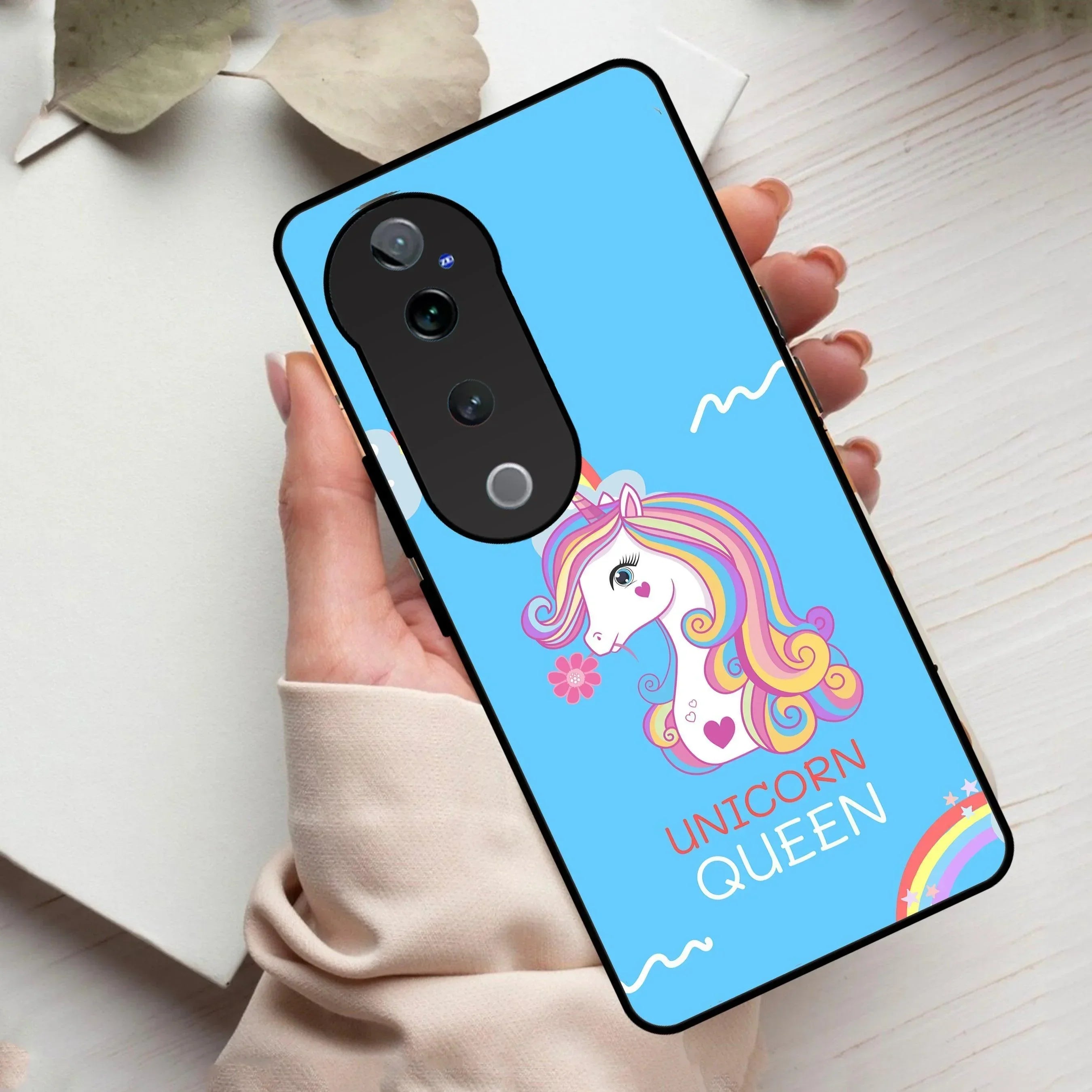 Blue Unicorn Queen Glass Phone Case For Vivo - ShopOnCliQ