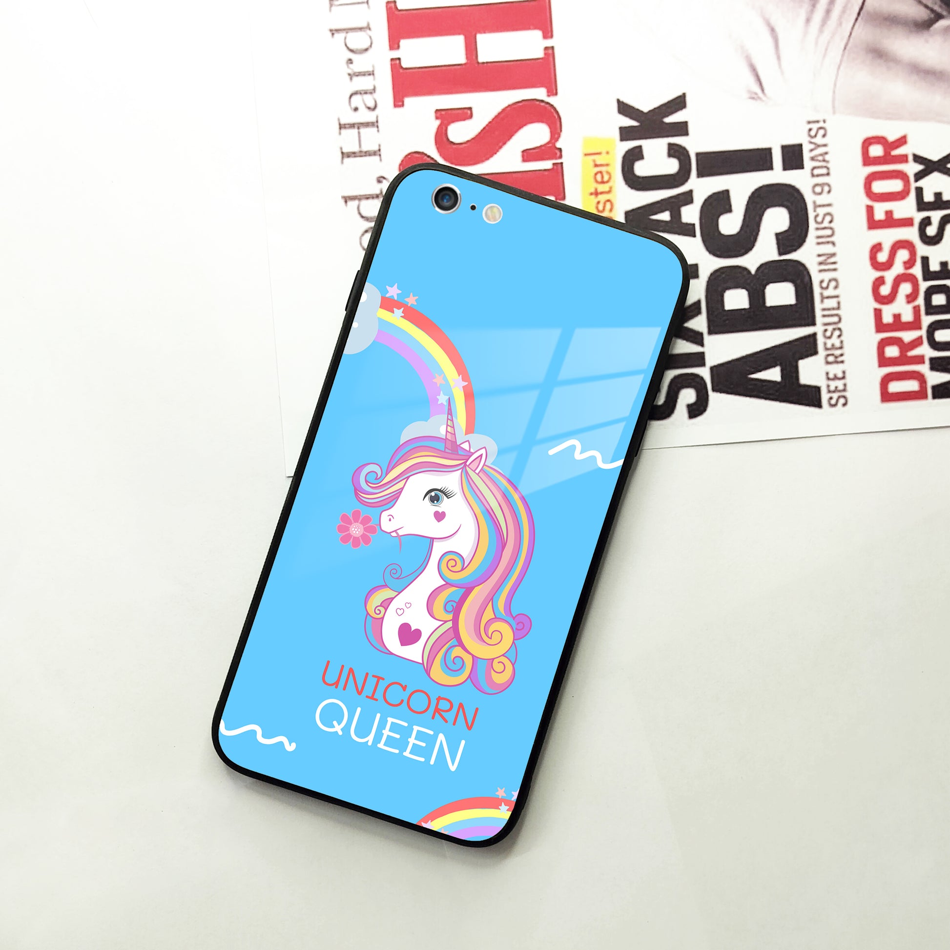 Blue Unicorn Queen Glass Phone Case For iPhone ShopOnCliQ