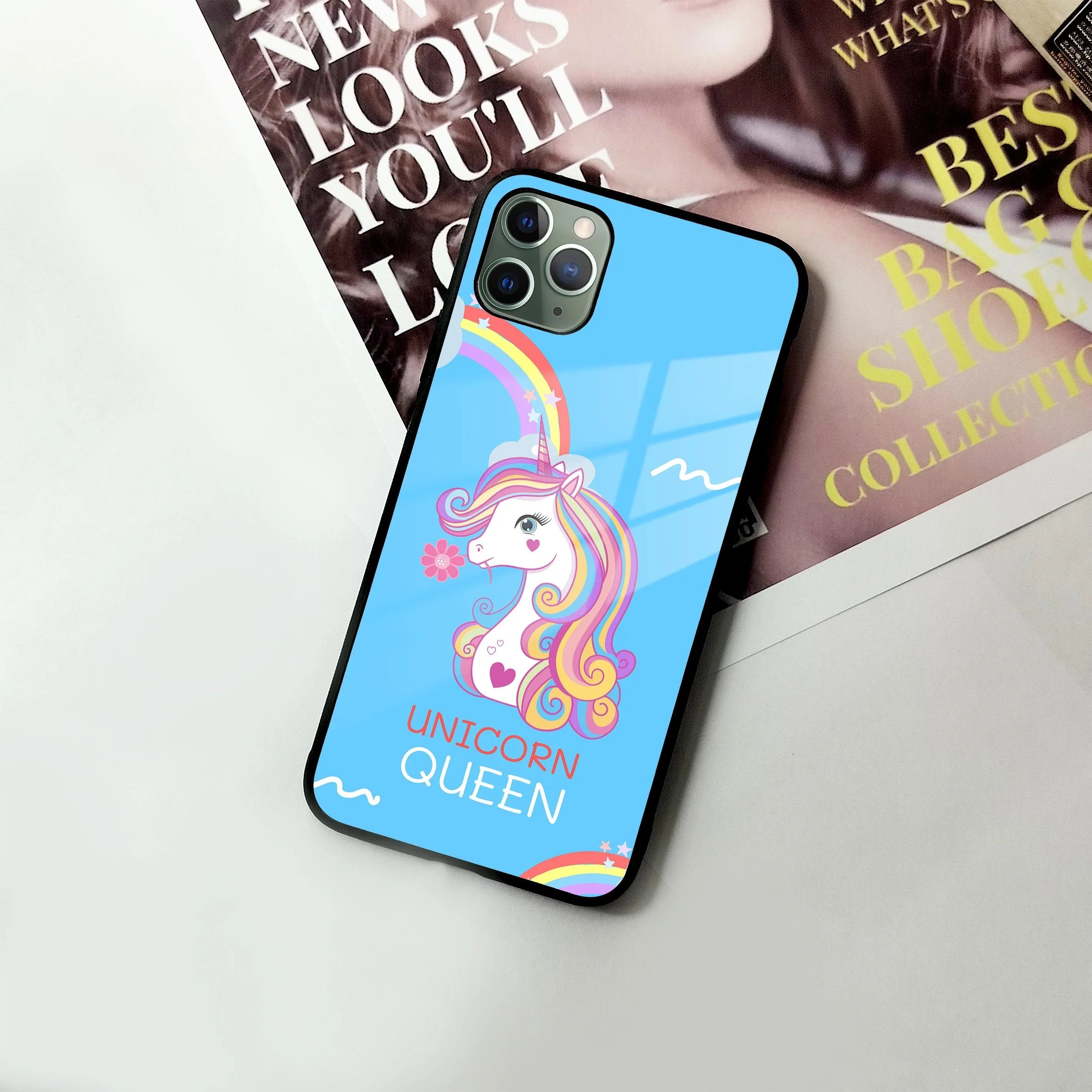 Blue Unicorn Queen Glass Phone Case For iPhone - ShopOnCliQ
