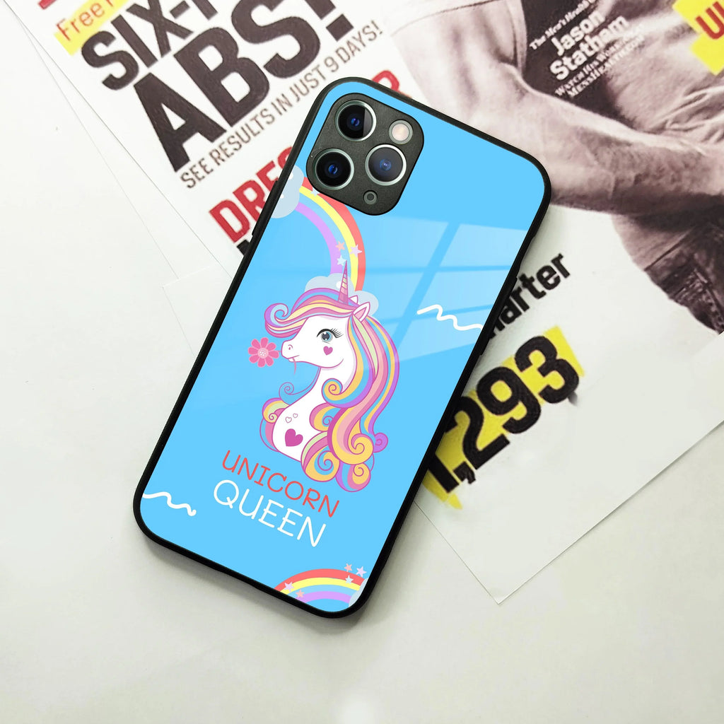 Blue Unicorn Queen Glass Phone Case For iPhone - ShopOnCliQ