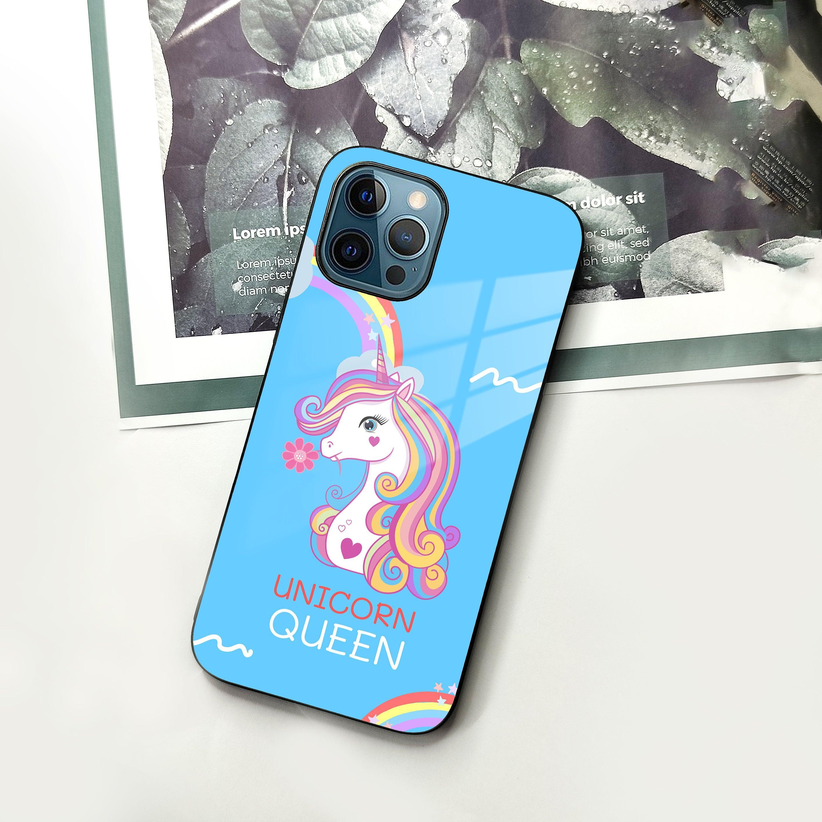 Blue Unicorn Queen Glass Phone Case For iPhone - ShopOnCliQ