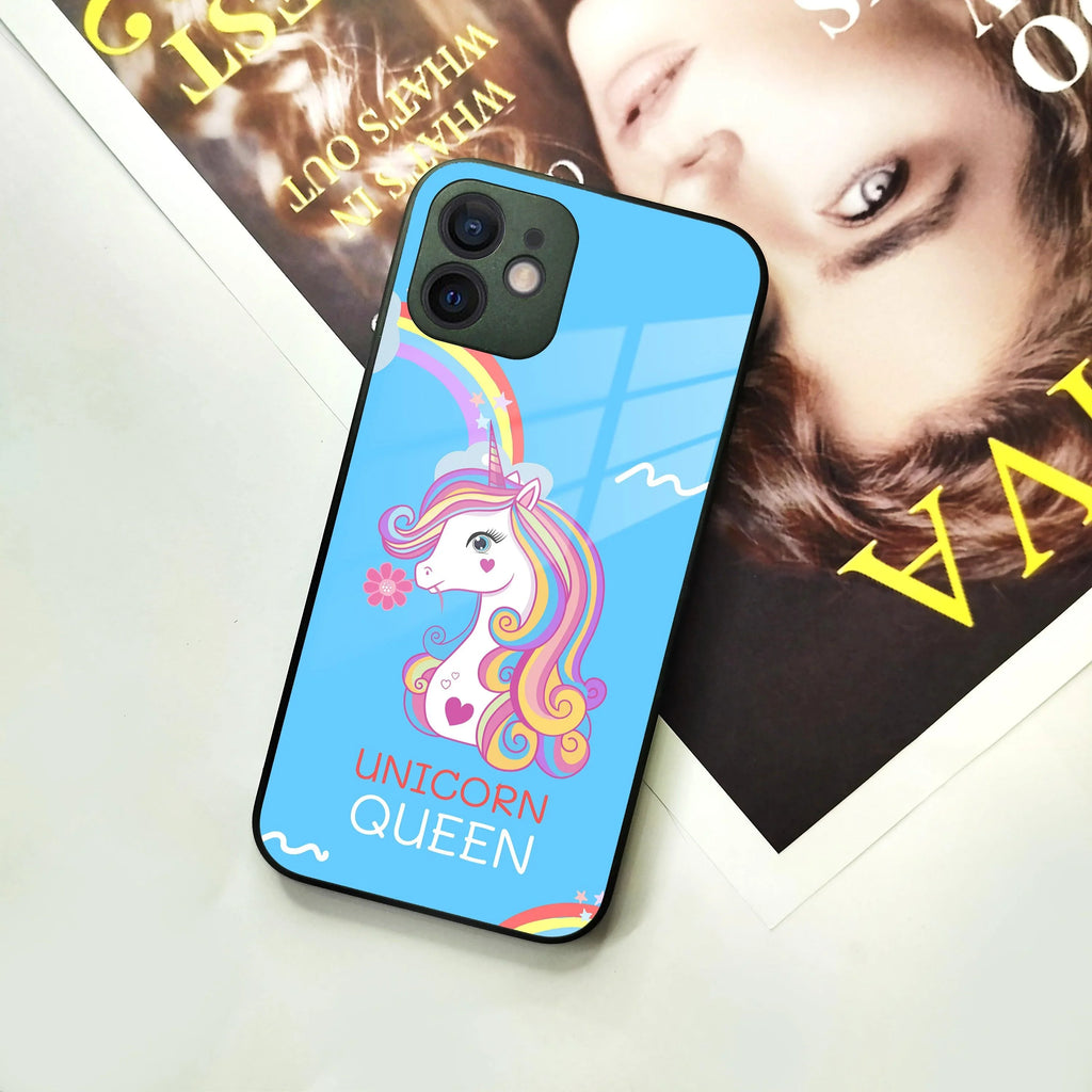 Blue Unicorn Queen Glass Phone Case For iPhone - ShopOnCliQ