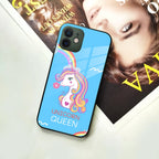 Blue Unicorn Queen Glass Phone Case For iPhone - ShopOnCliQ