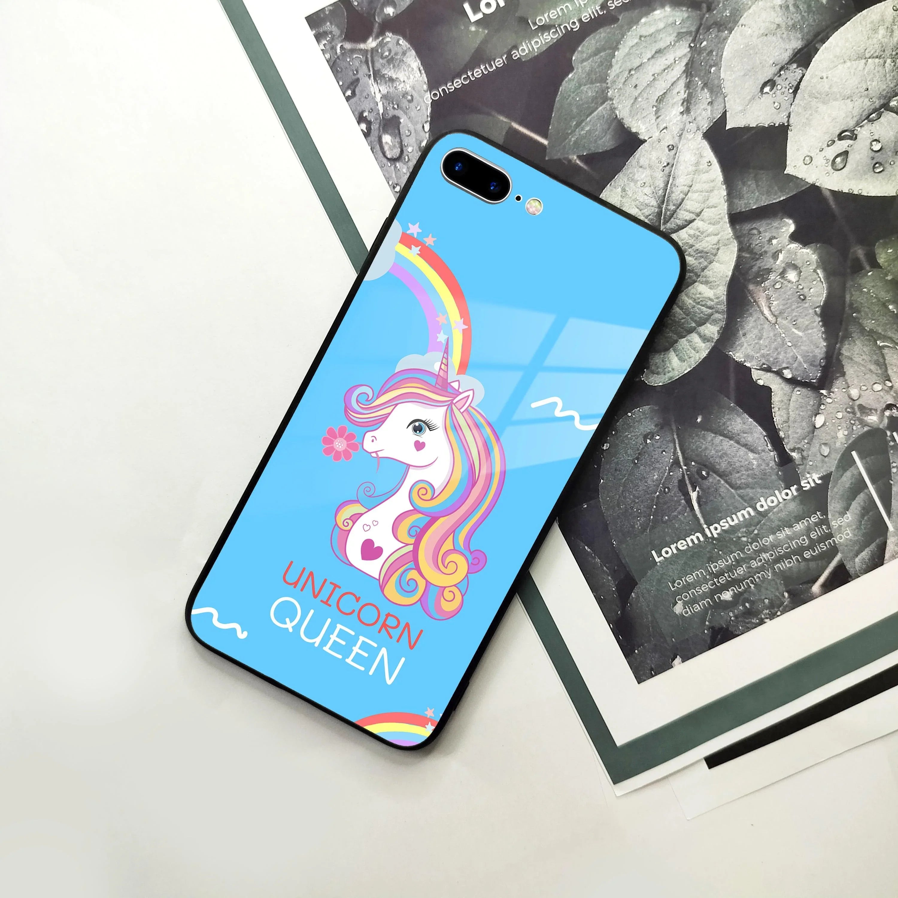 Blue Unicorn Queen Glass Phone Case For iPhone - ShopOnCliQ