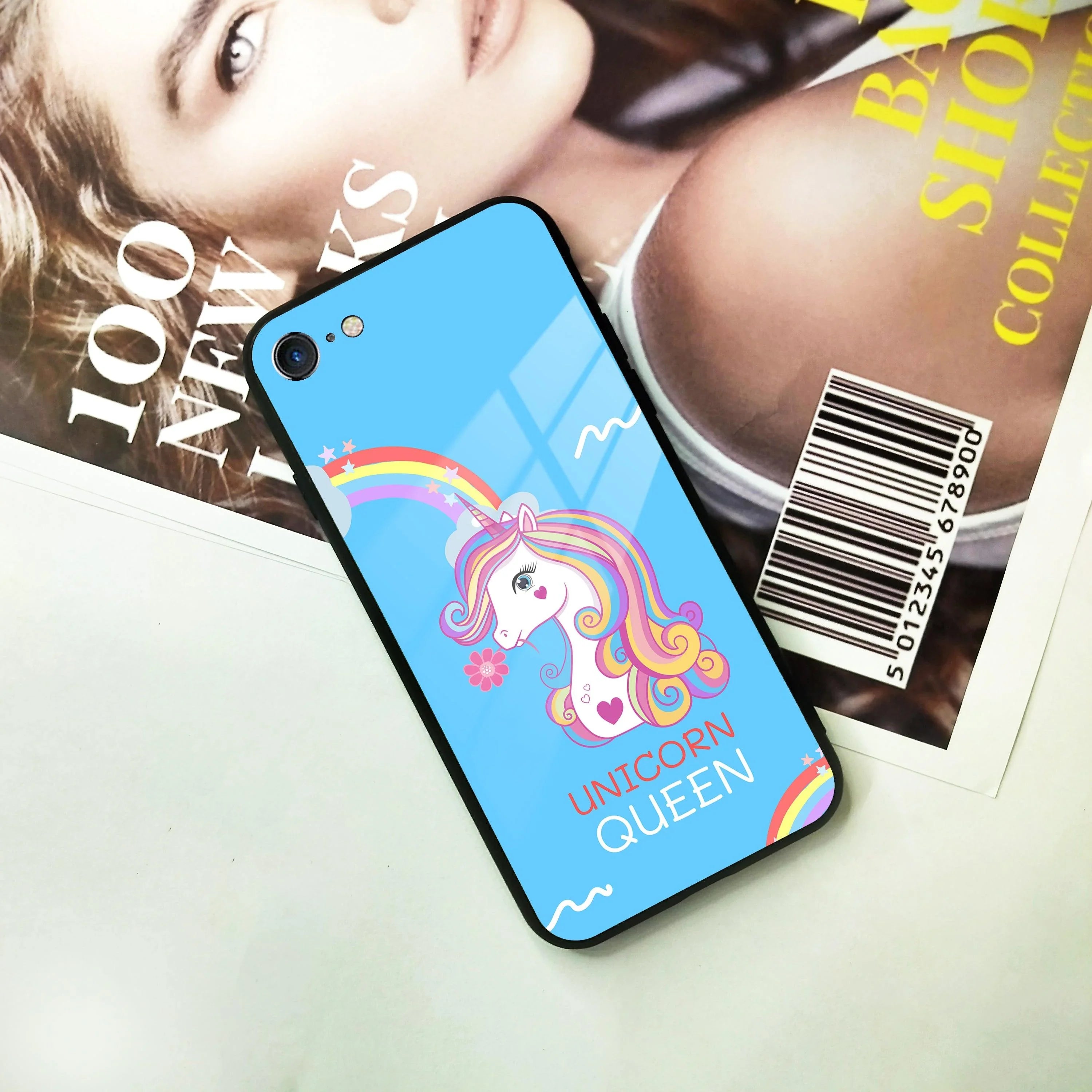 Blue Unicorn Queen Glass Phone Case For iPhone - ShopOnCliQ