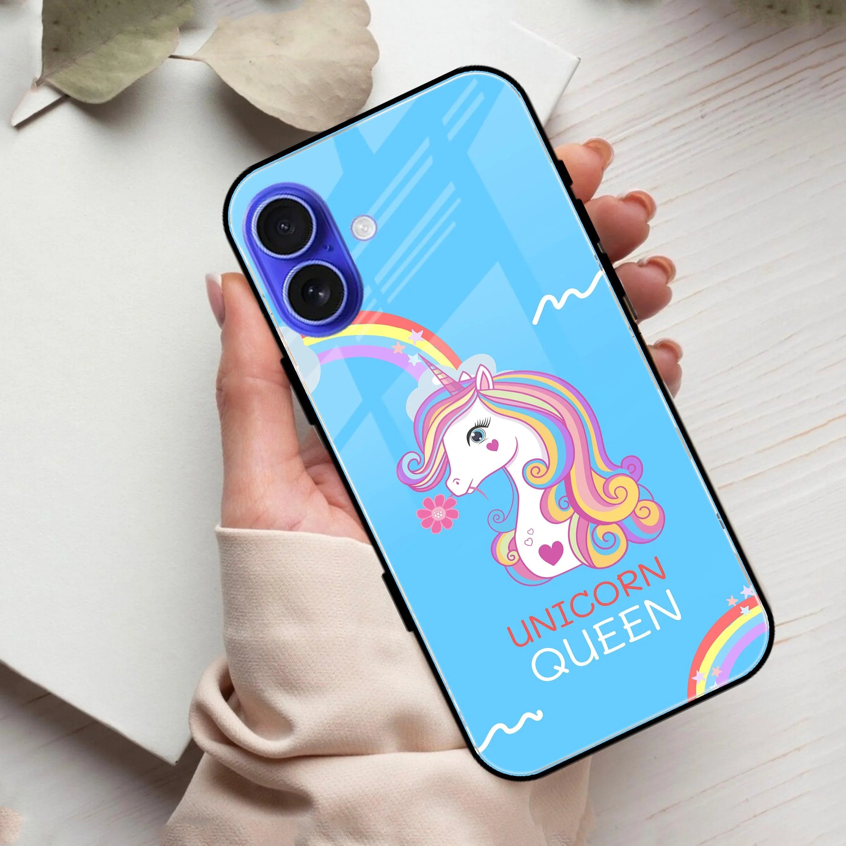 Blue Unicorn Queen Glass Phone Case For iPhone - ShopOnCliQ