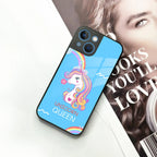 Blue Unicorn Queen Glass Phone Case For iPhone - ShopOnCliQ
